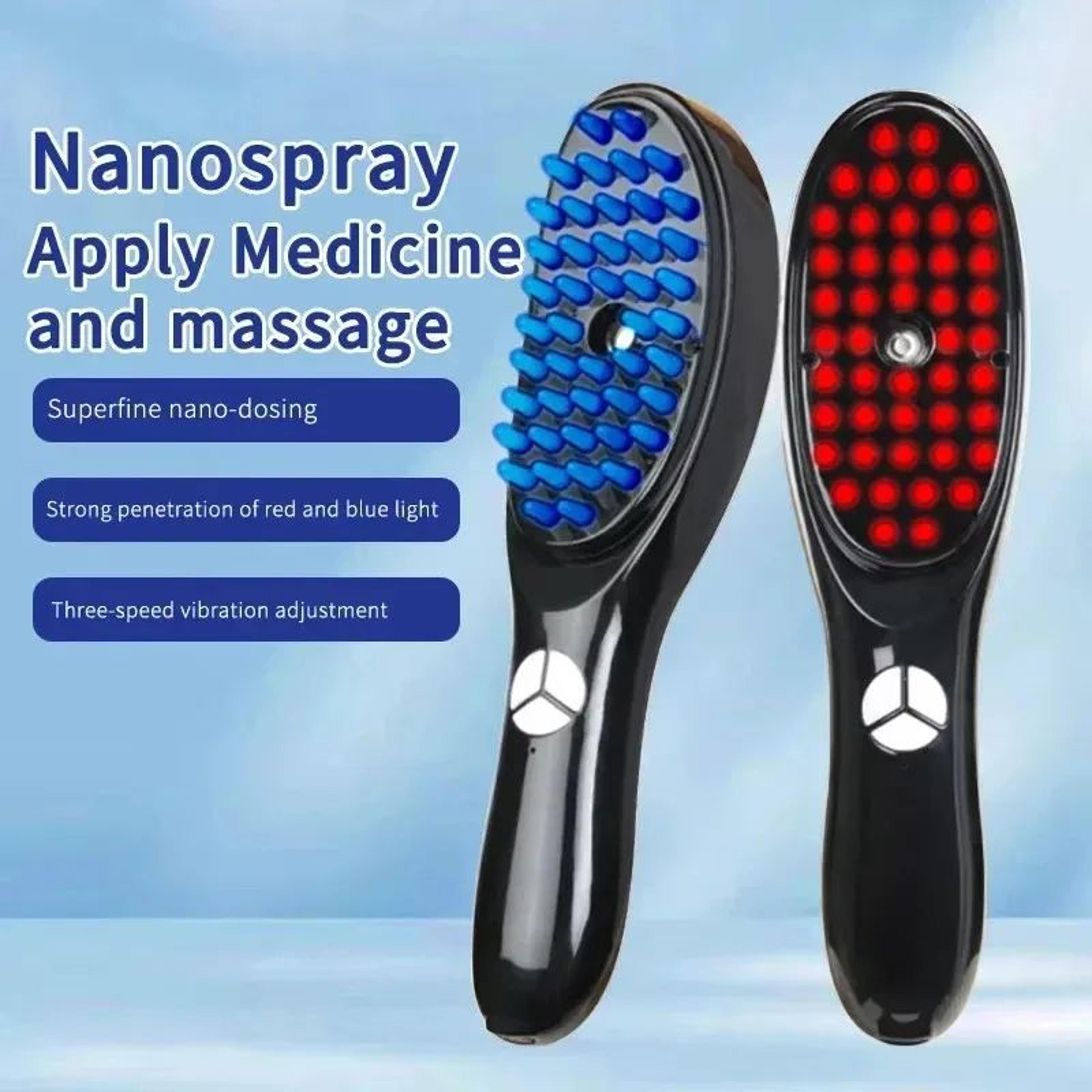 red & blue led scalp massage comb with vibration for thicker-looking hair