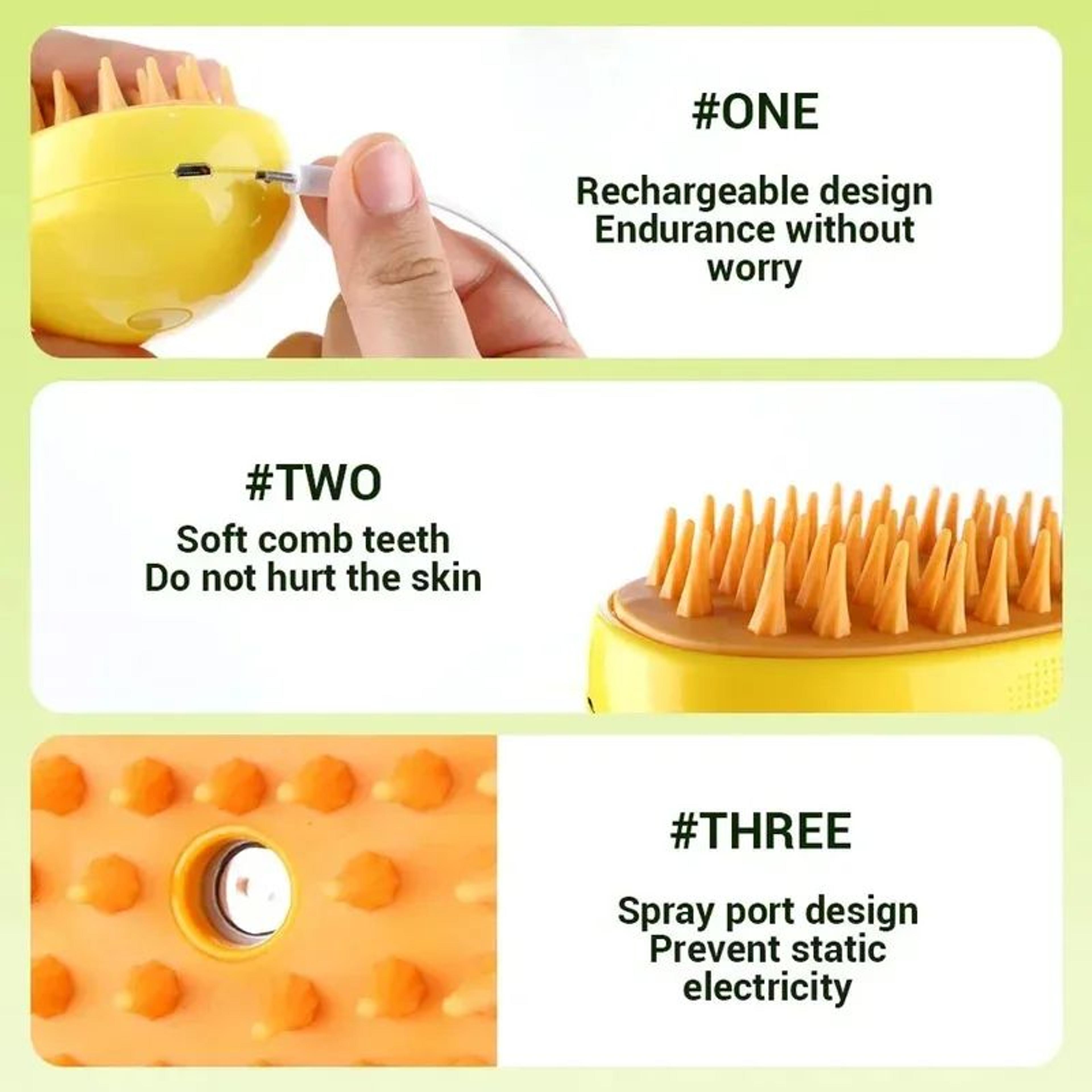 Steam Mist Cat Grooming Brush With Soft Silicone Bristles SelfCare Cat Steam Brush For Gentle Shedd 2