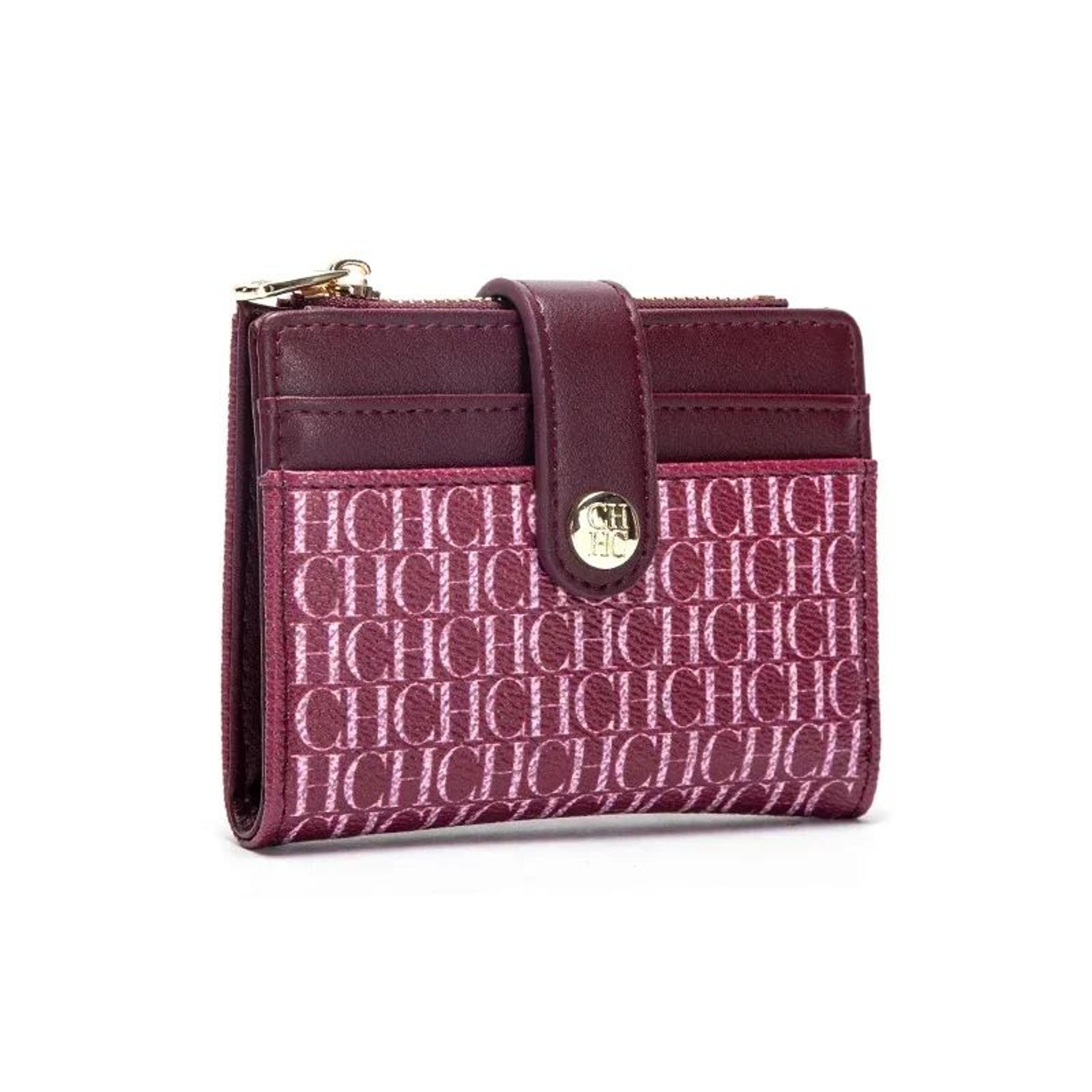 CH Compact PU Leather Card Holder Wallet For Women Small SnapClosure Wallet 7