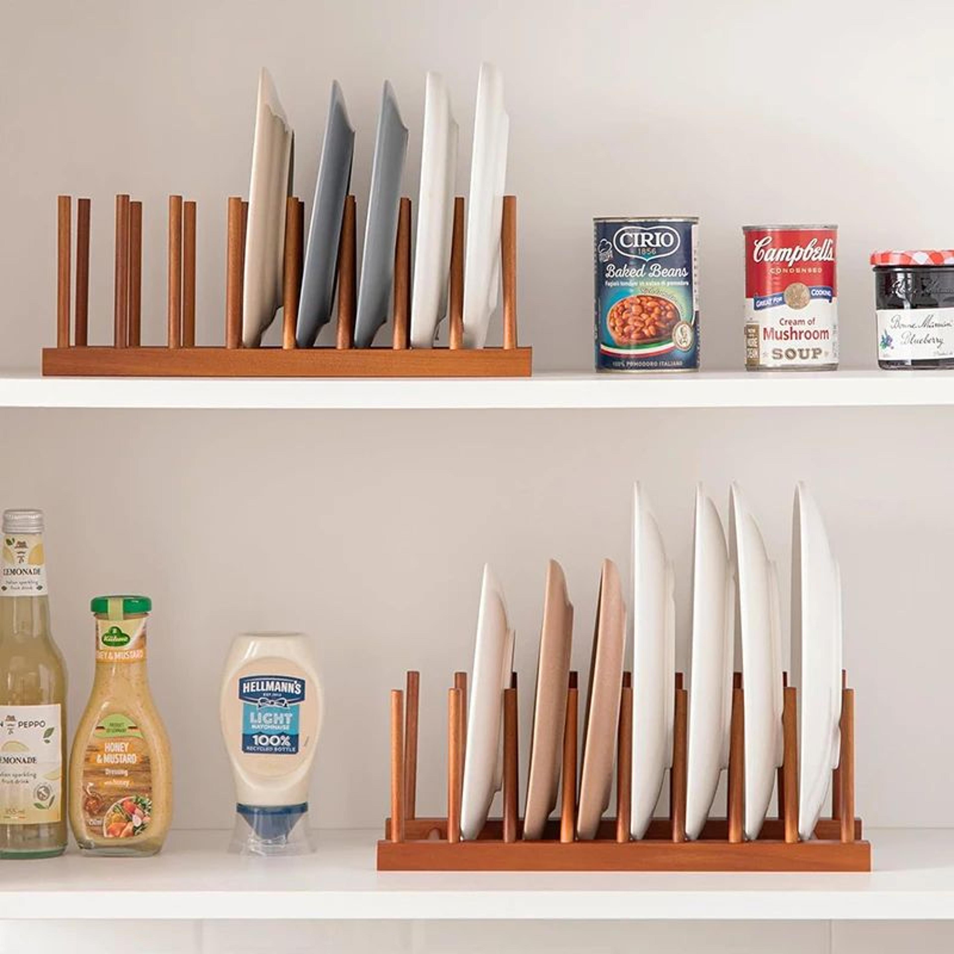 Bamboo Dish Drying Rack Organizer  Plate Drying Rack With Cup  Pan Lid Holder 2