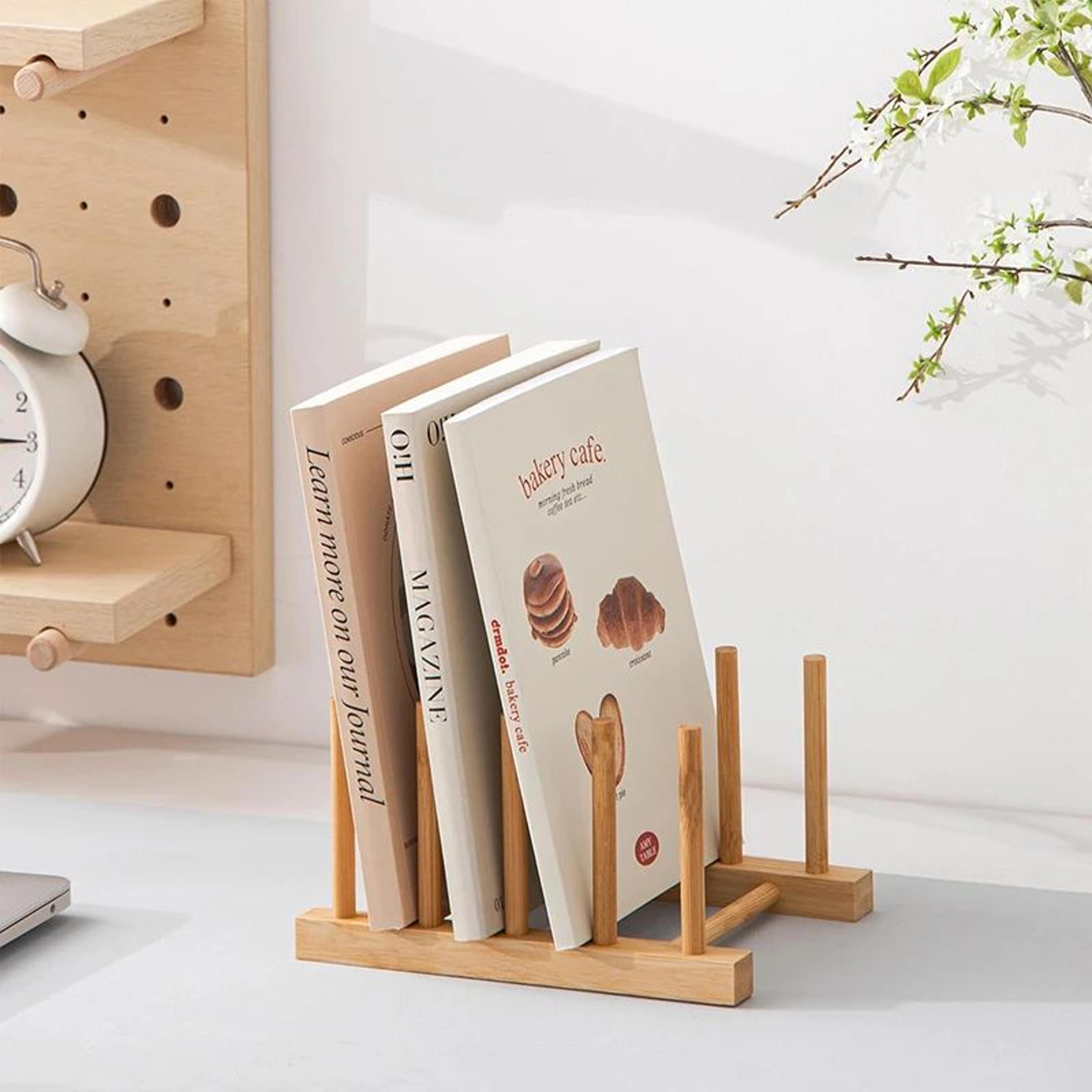 Bamboo Dish Drying Rack Organizer  Plate Drying Rack With Cup  Pan Lid Holder 4