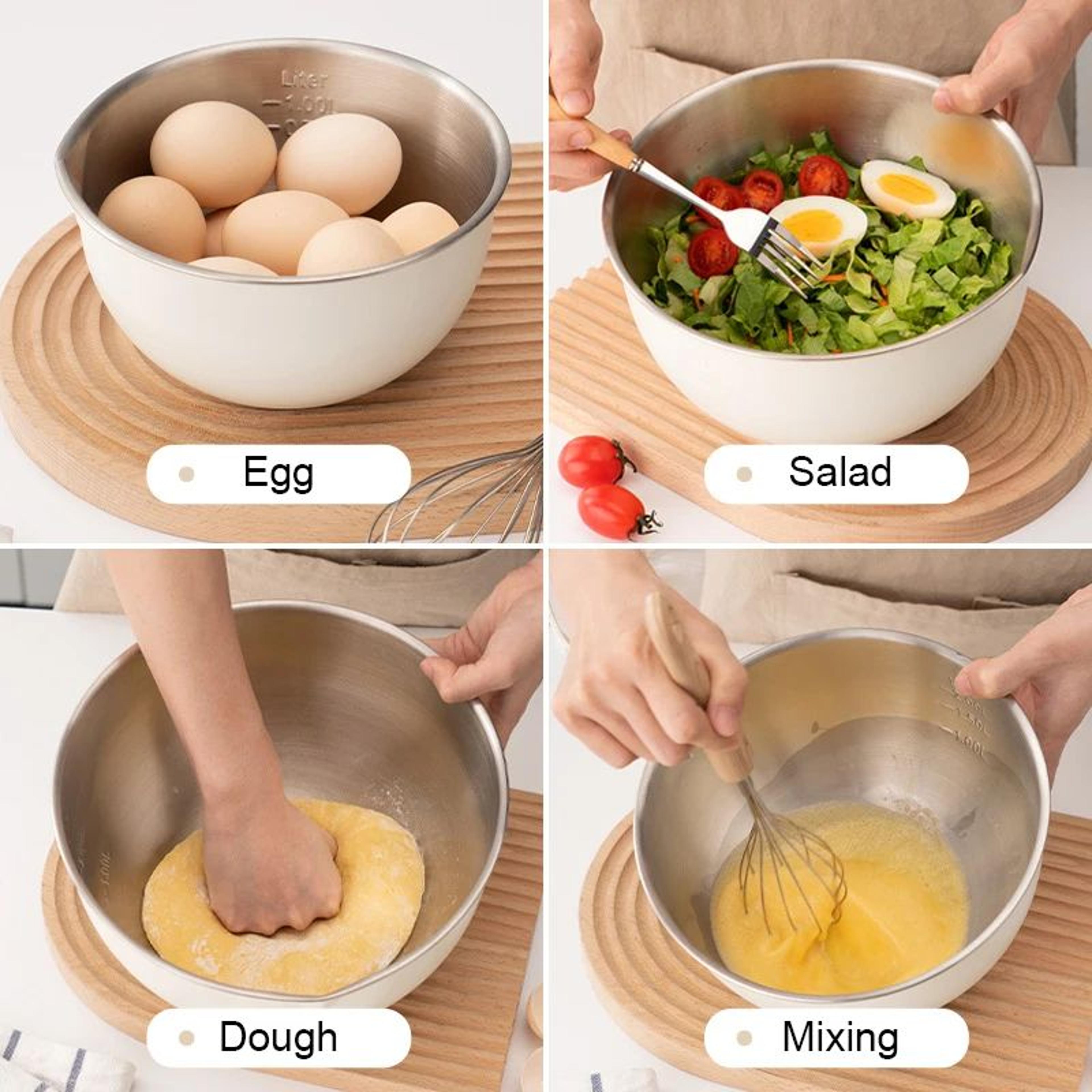 304 Stainless Steel Mixing Bowls Set With NonSlip Base 15L25L45L For Baking Salad And Meal Prep 5