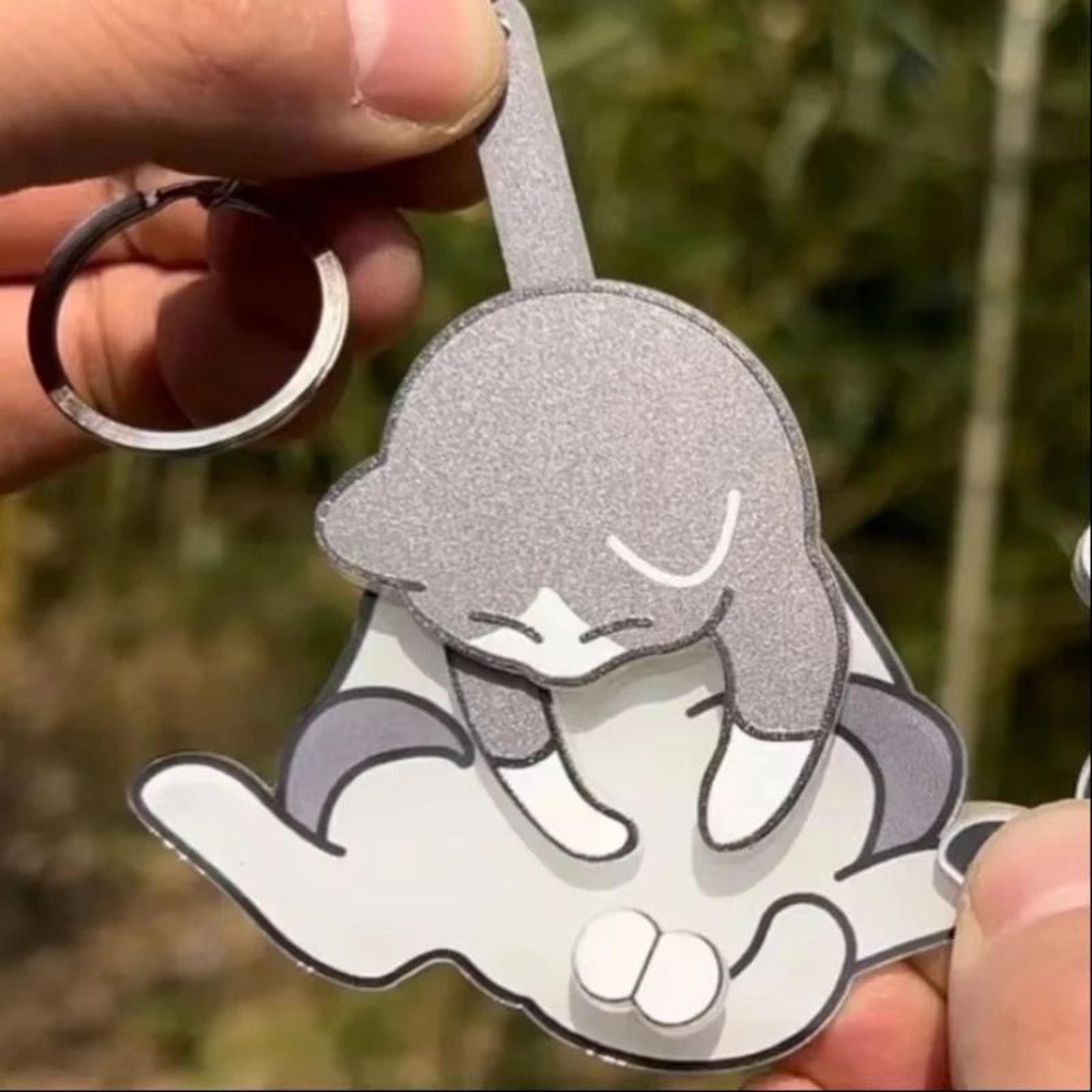 Rotatable Egg Cat Acrylic Keychain Fidget Pendant For Bags  Keys 2