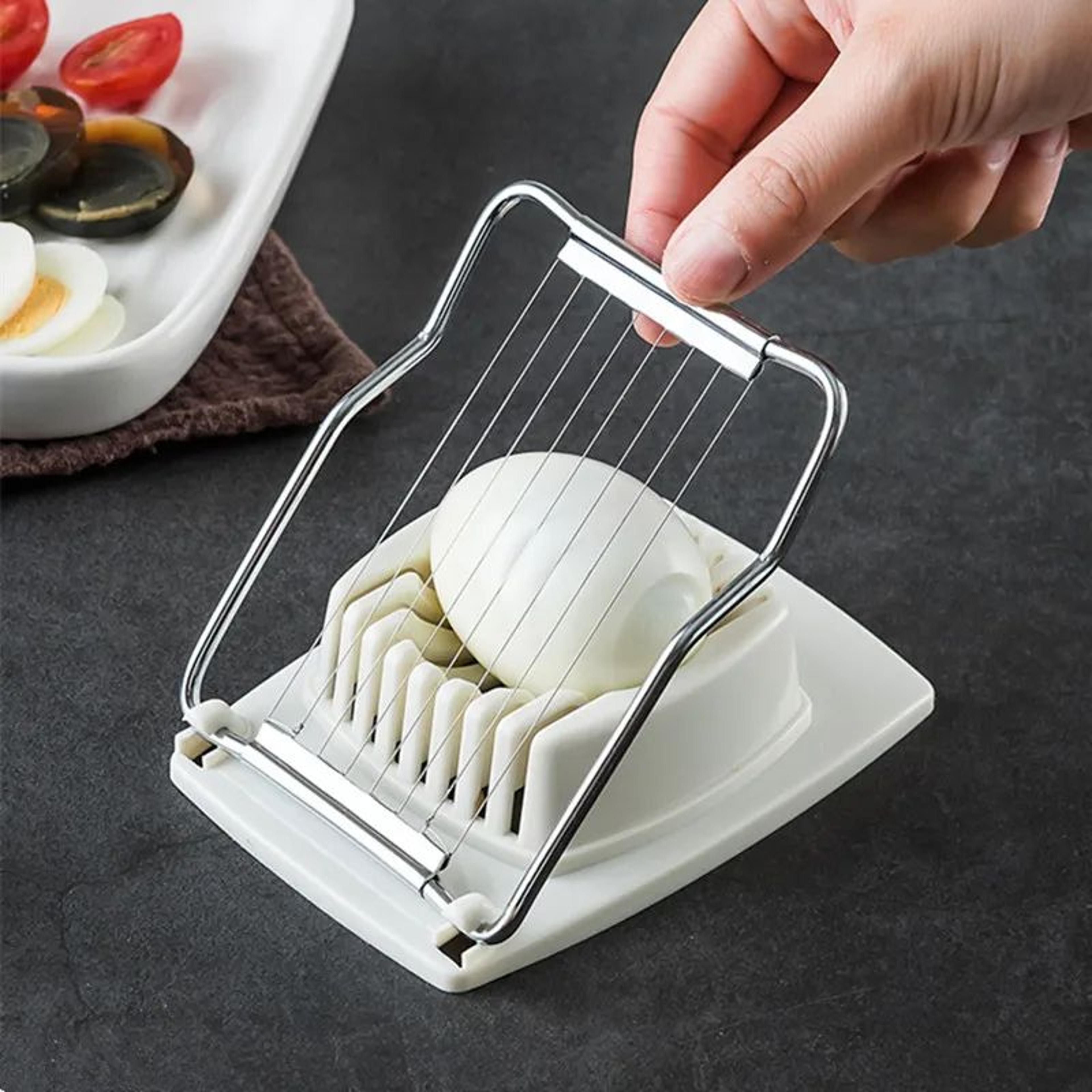 2in1 Stainless Steel Egg Cutter  Preserved Egg Slicer With Plastic Base 1