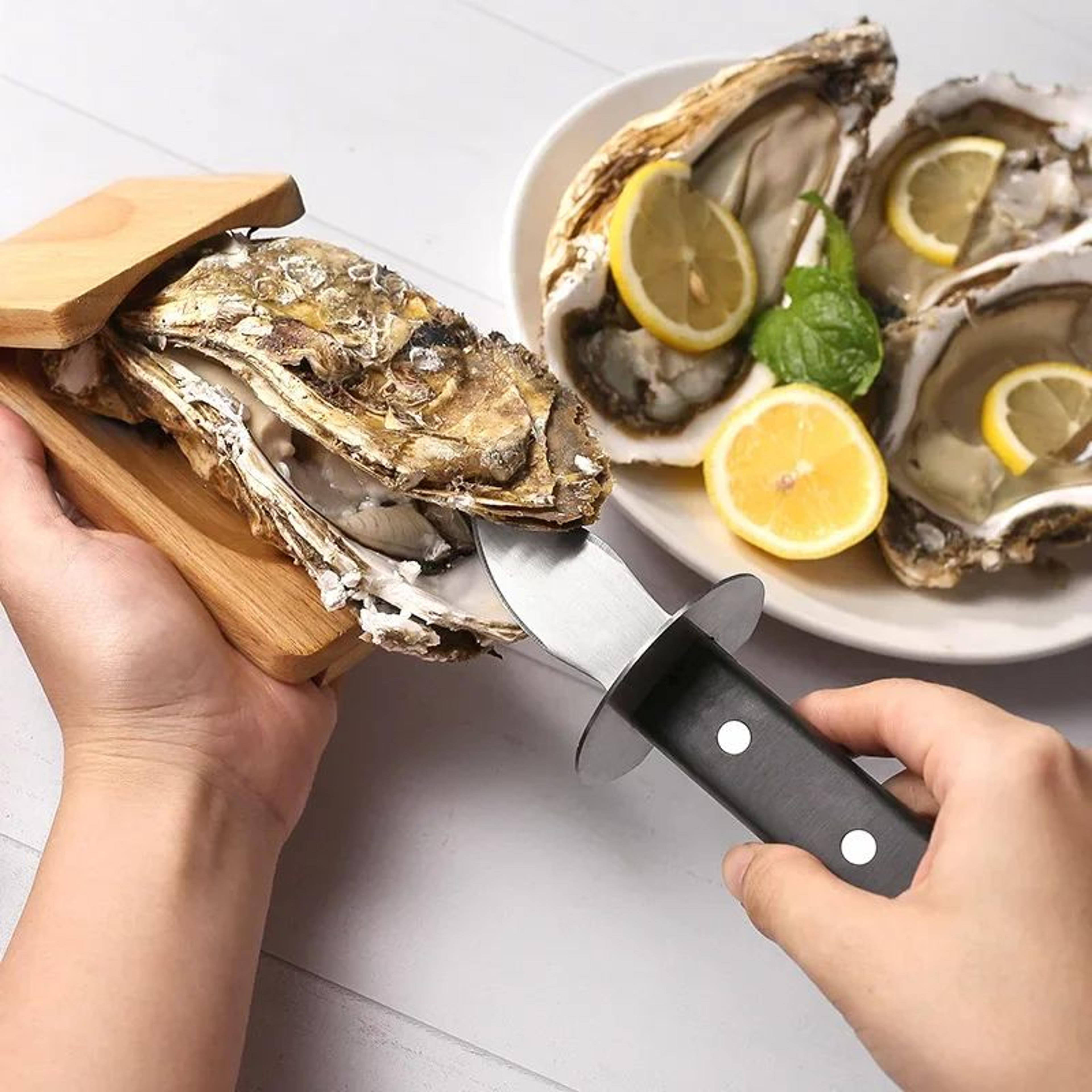 Stainless Steel Oyster Knife With Wood Handle Oyster Opener For Easy Shucking 1