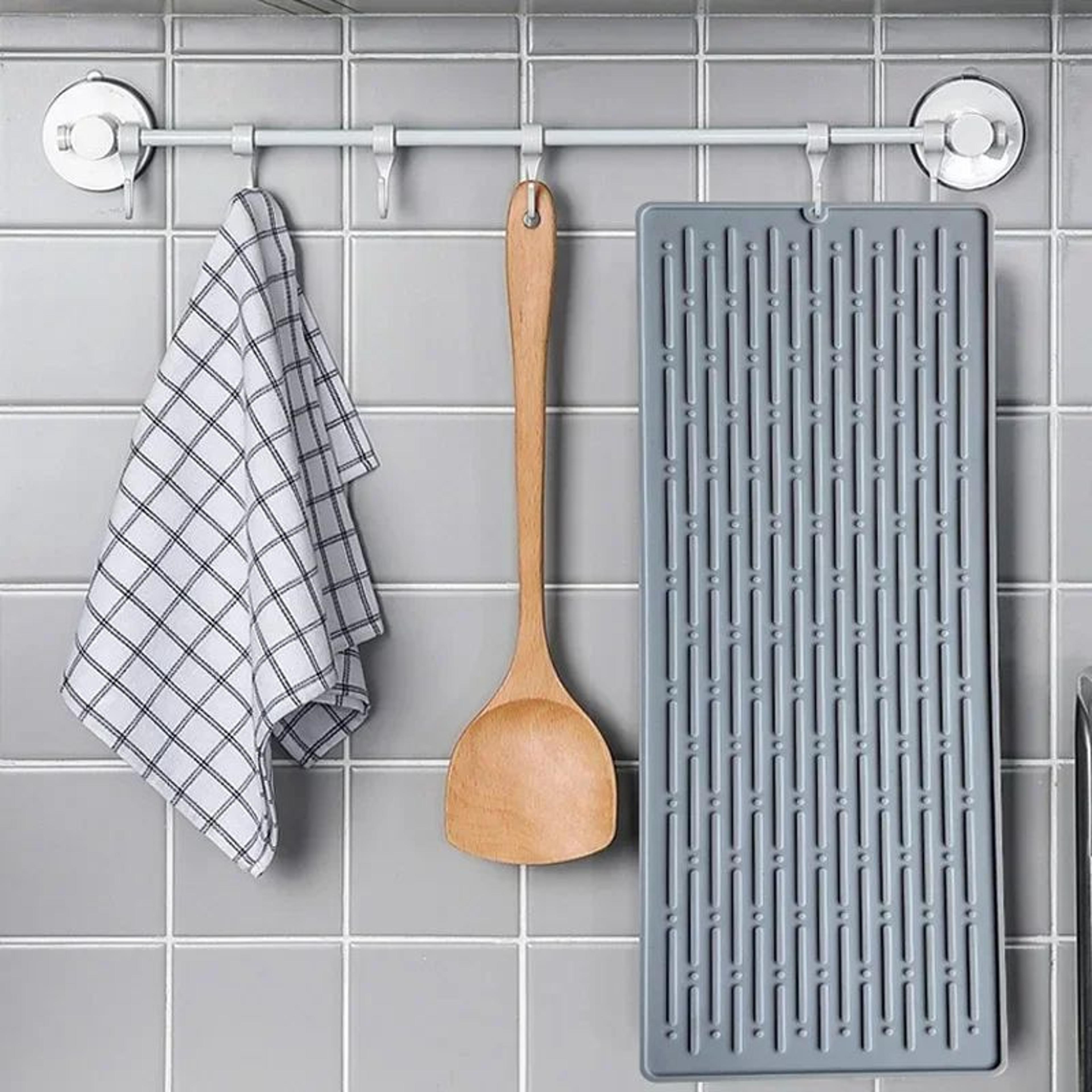 Foldable Silicone Dish Drying Mat Heat Resistant NonSlip Drainer Pad For Countertops 1