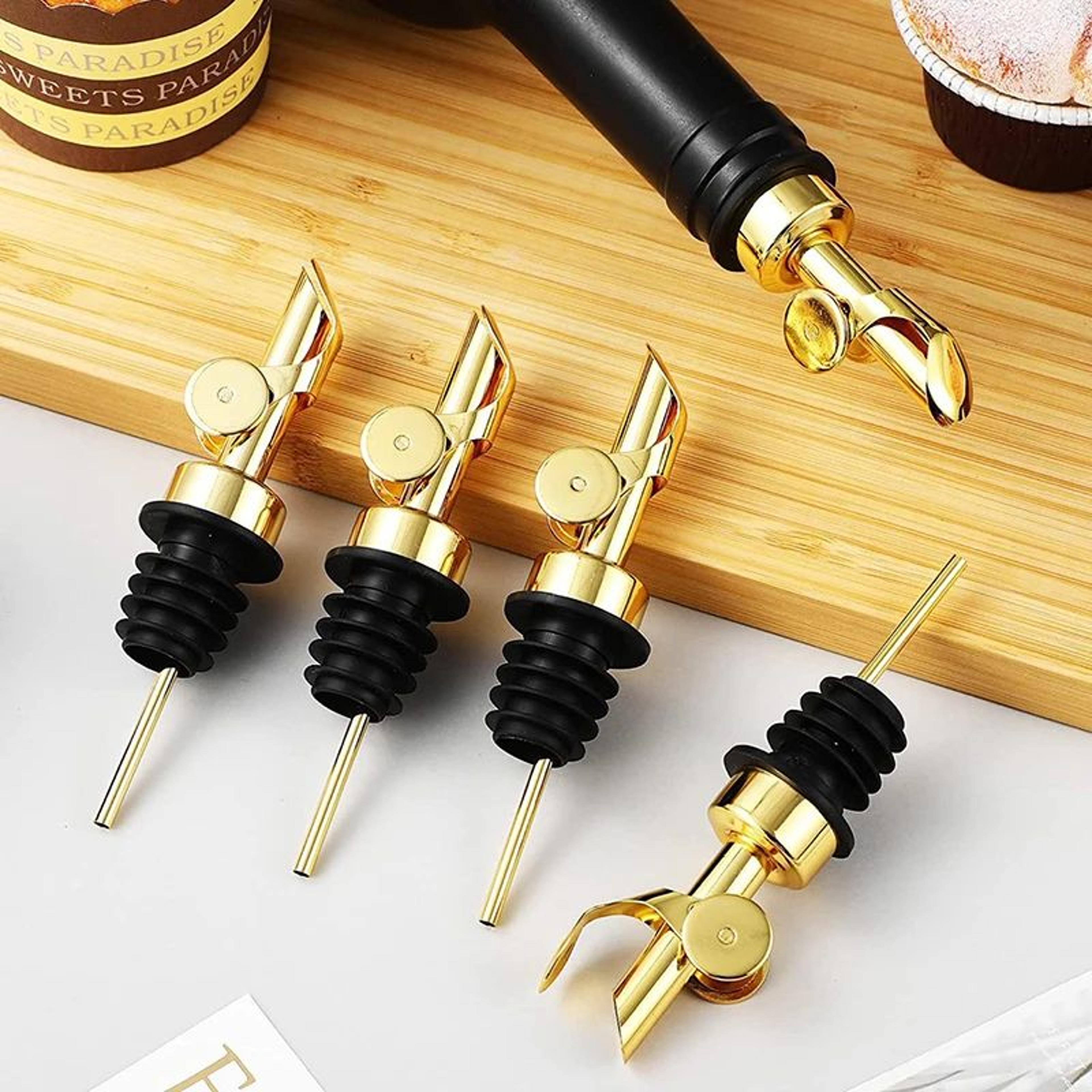 SelfClosing Olive Oil Pour Spout With LeakProof Rubber Stopper Stainless Steel Bottle Pourer 4
