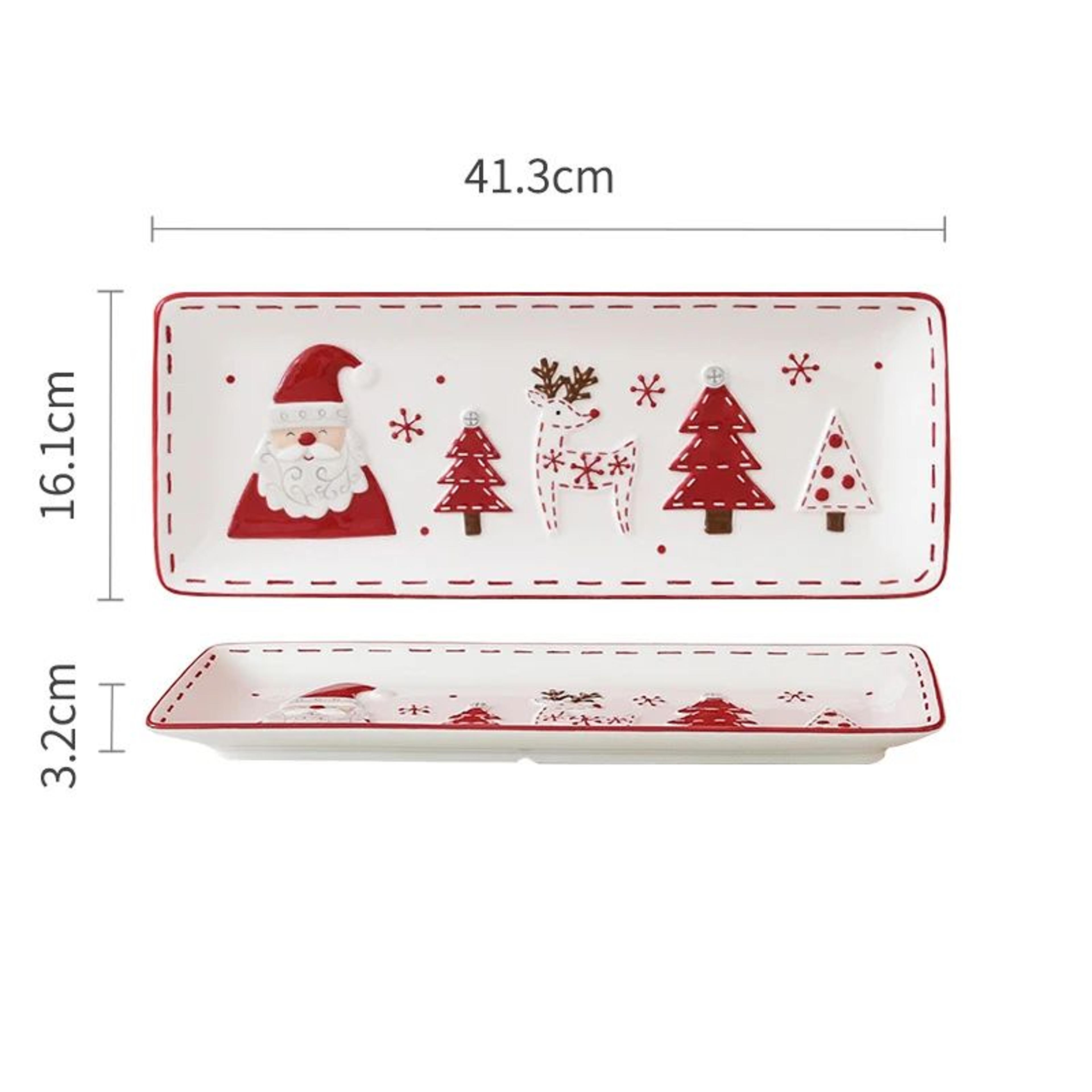 Santa Claus Christmas Ceramic Cookie Jar  Serving Plate Set  Holiday Tableware For Cookies Desserts 14