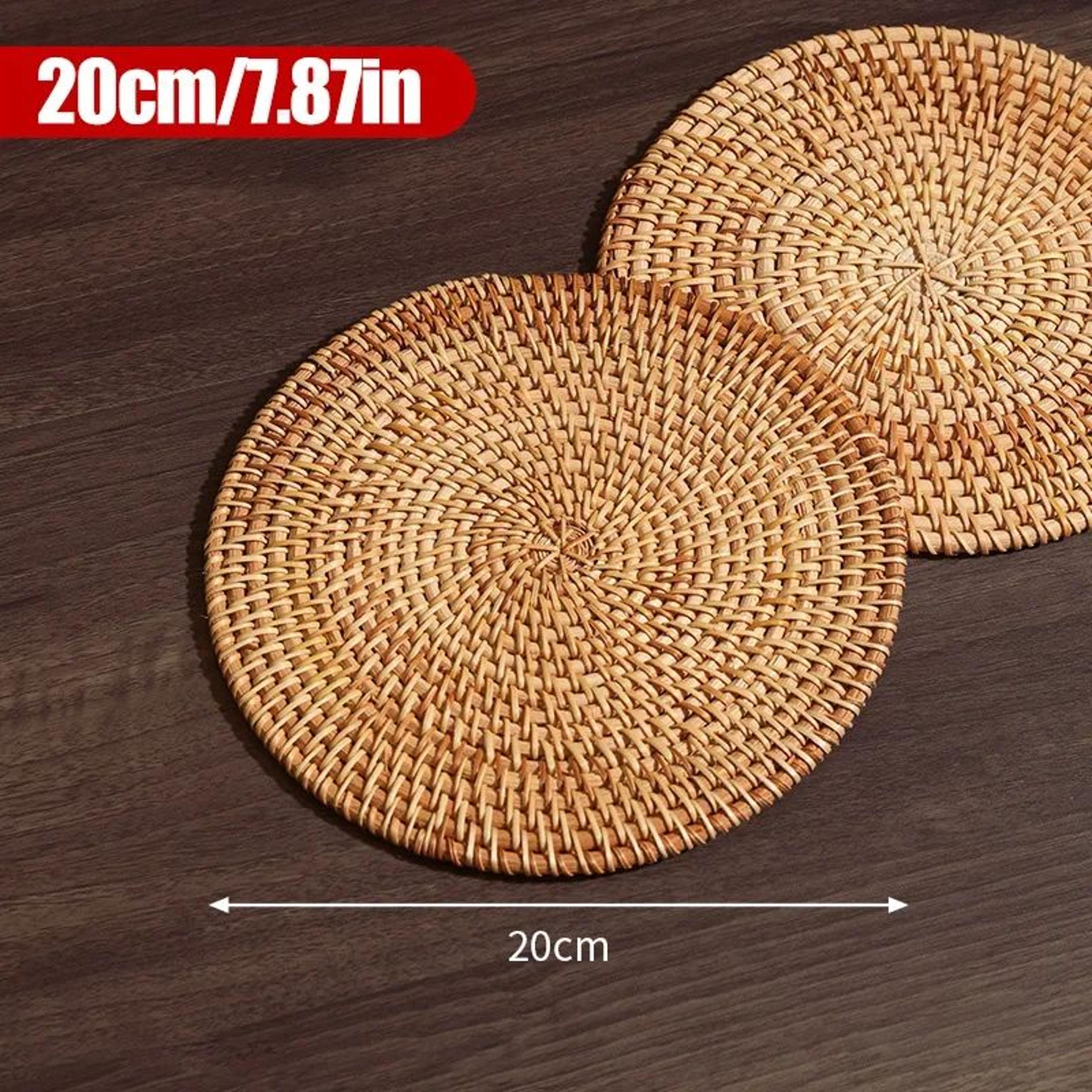 Handwoven Rattan Coaster  Heat Resistant Trivet Pad For Mugs And Hot Pots 10