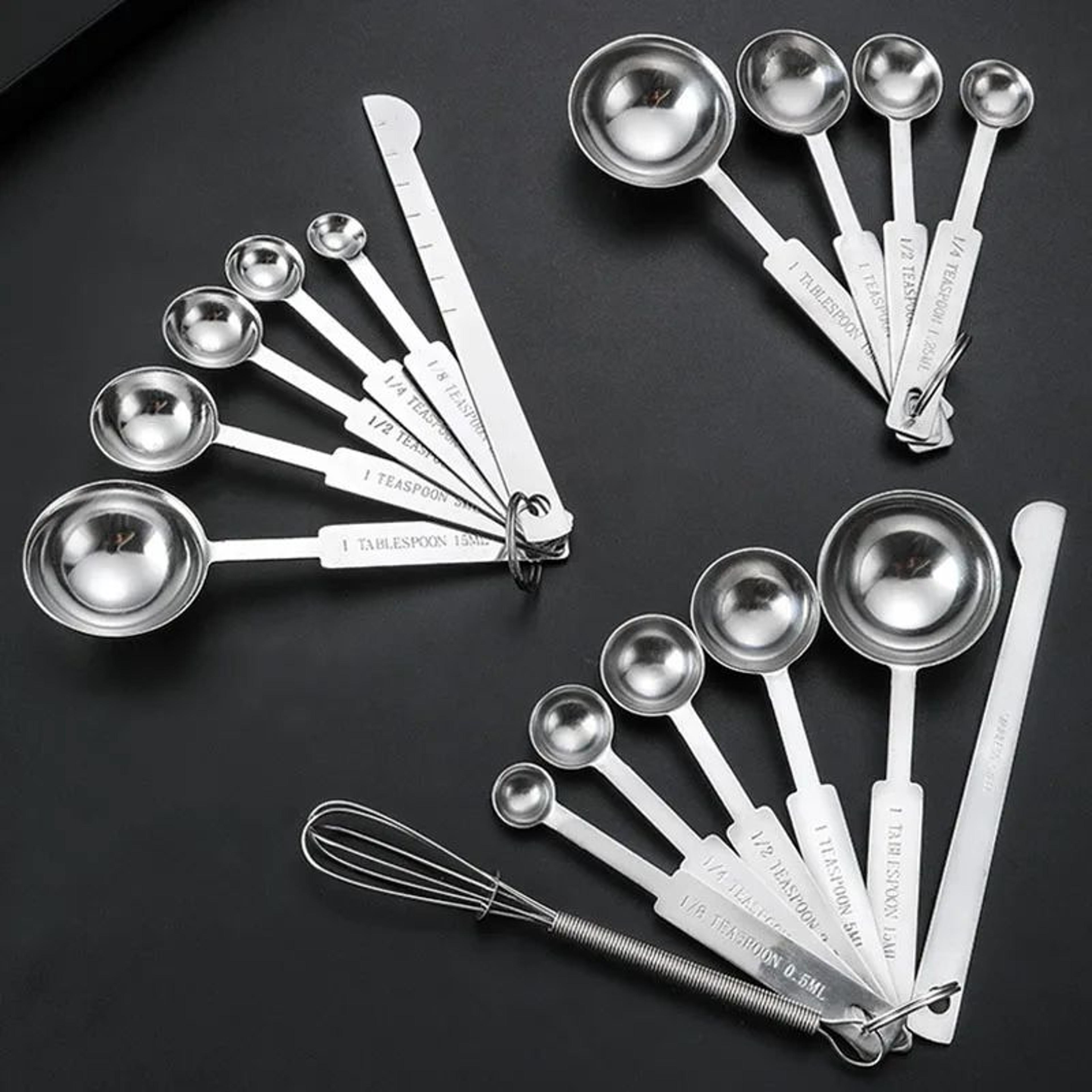 Deluxe Stackable Stainless Steel Measuring Cups And Spoons Set  Precise Kitchen Measuring Tools For 5