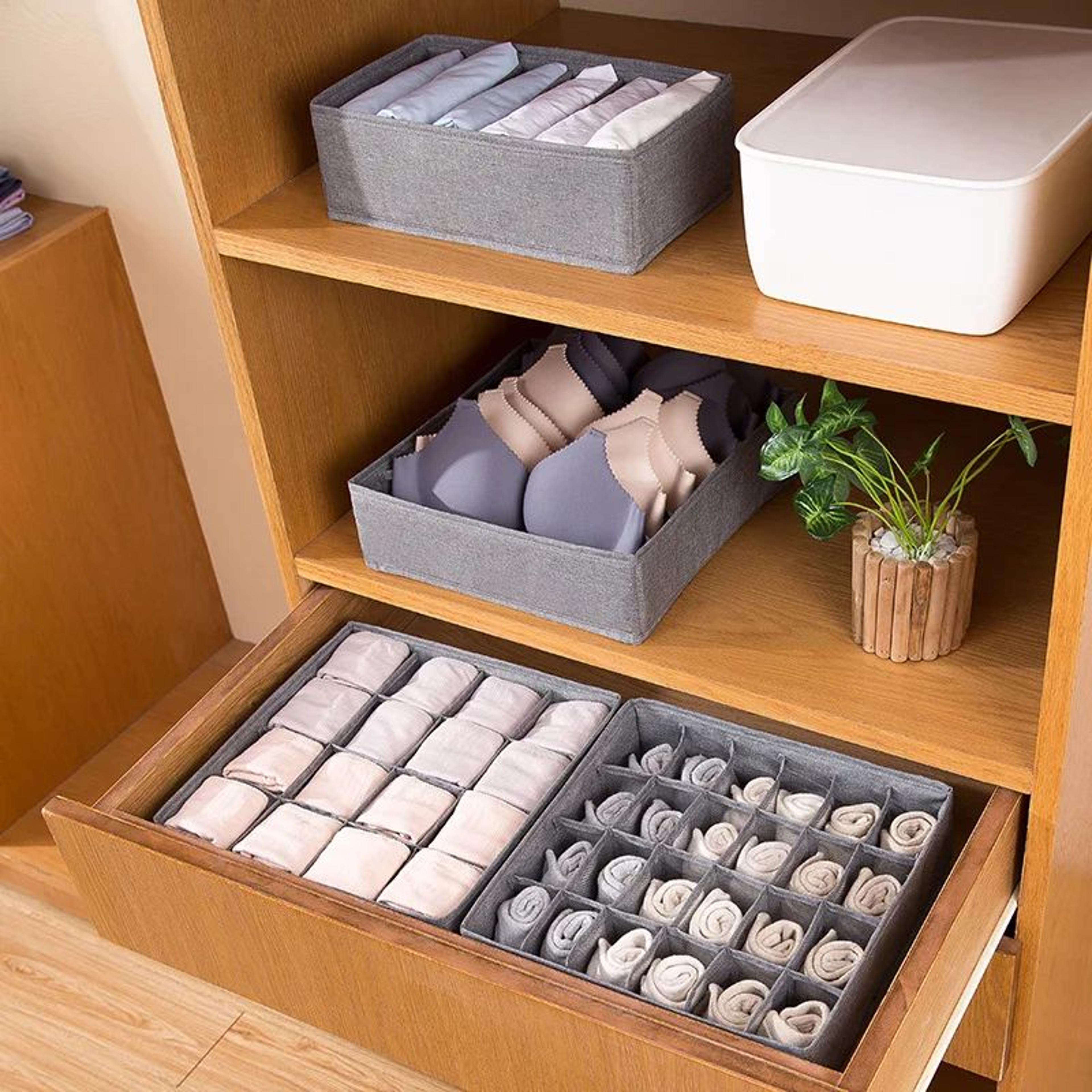 Foldable Grid Drawer Organizer Box For Socks Underwear  Leggings 71624 Slots 1