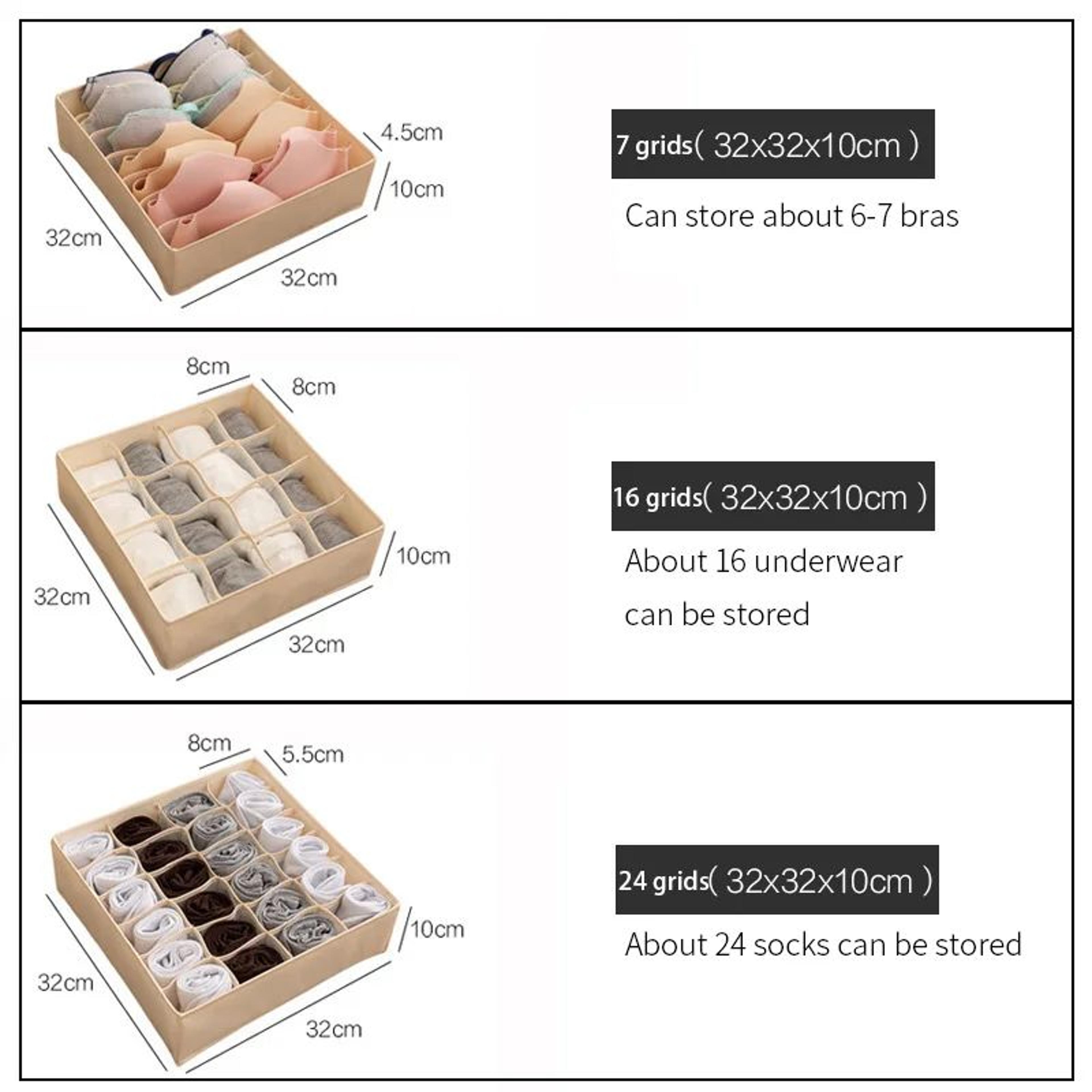 Foldable Grid Drawer Organizer Box For Socks Underwear  Leggings 71624 Slots 2