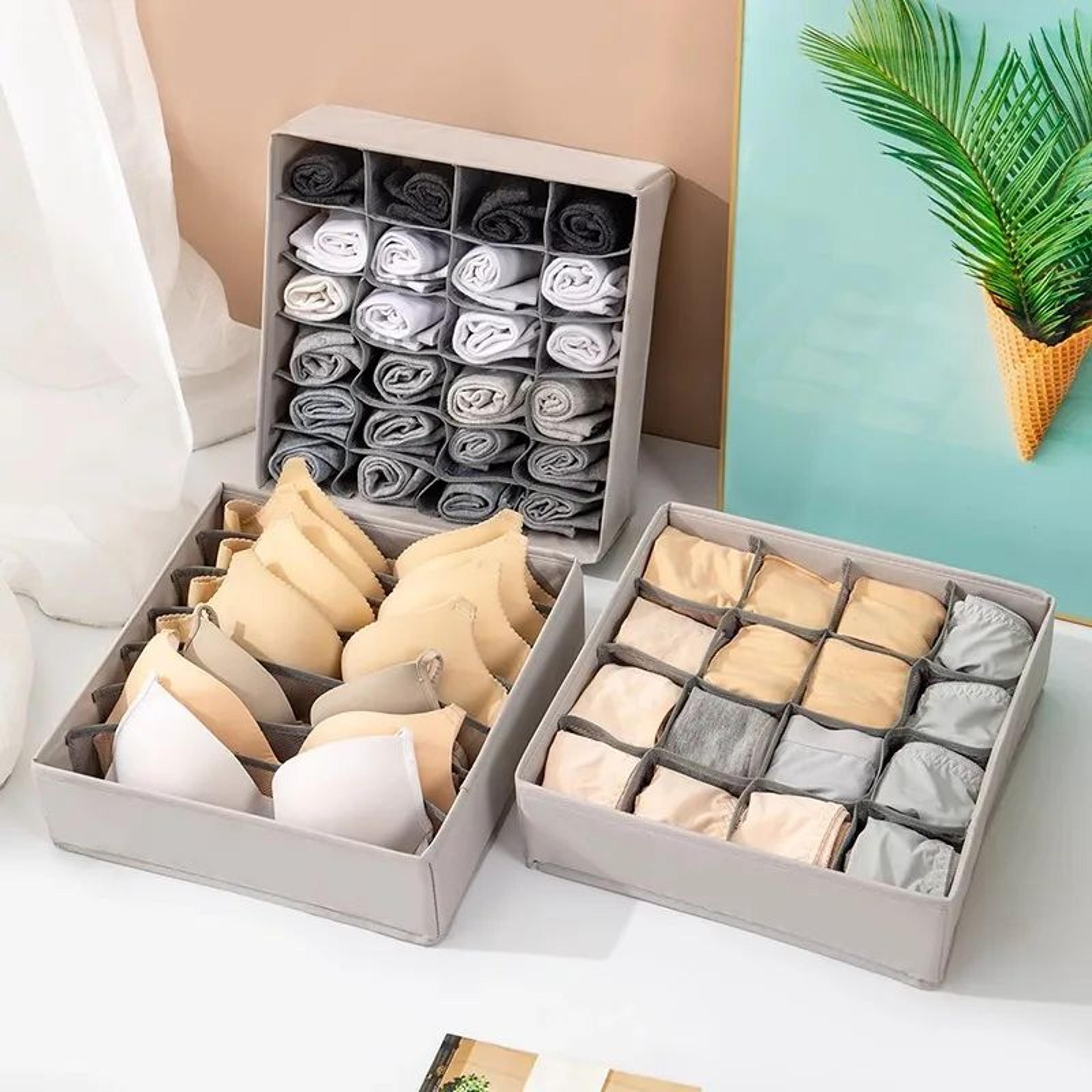Foldable Grid Drawer Organizer Box For Socks Underwear  Leggings 71624 Slots 4