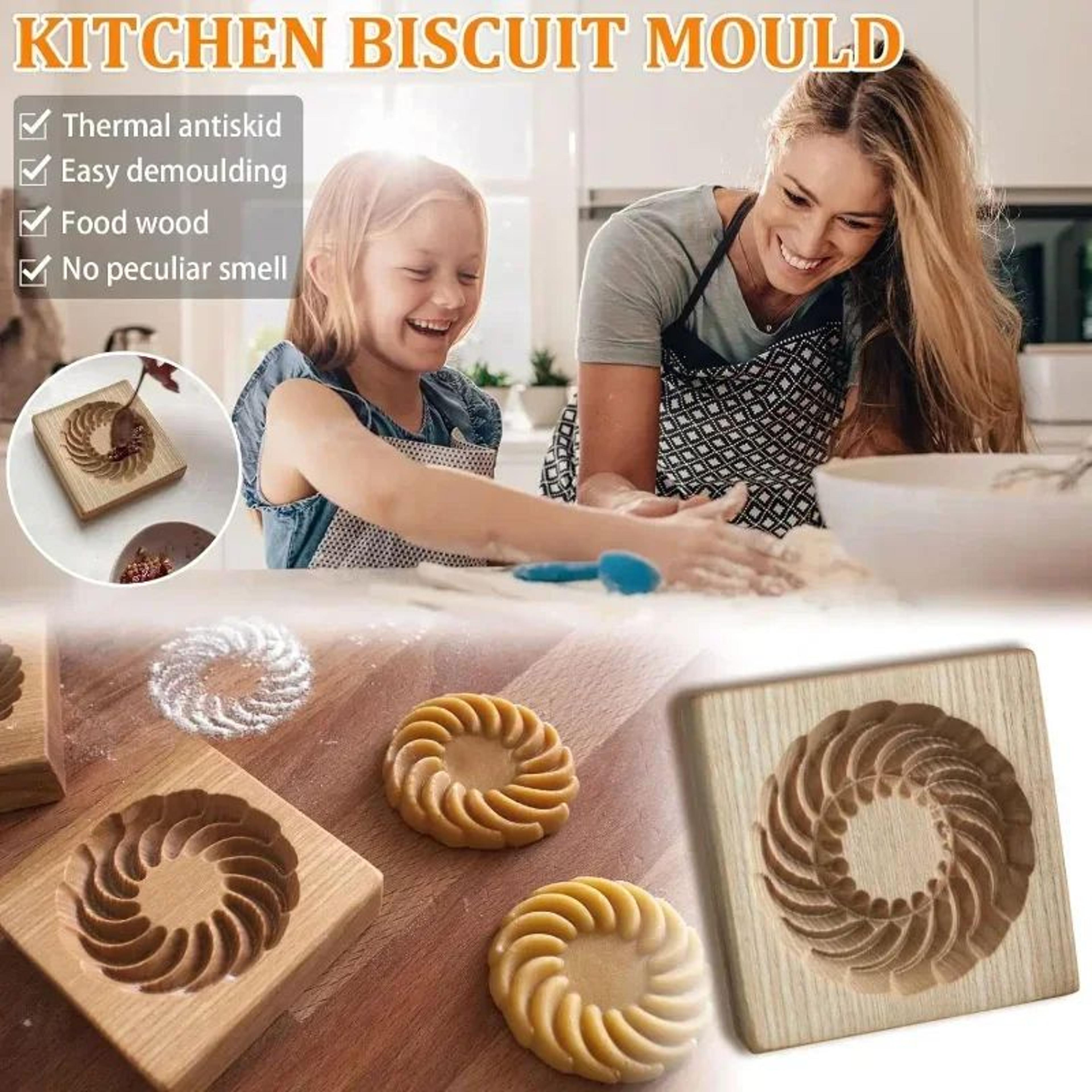 Rustic HandPressed Wooden Cookie Mold  3D Embossing Cookie Stamp For Holiday  Everyday Baking 4