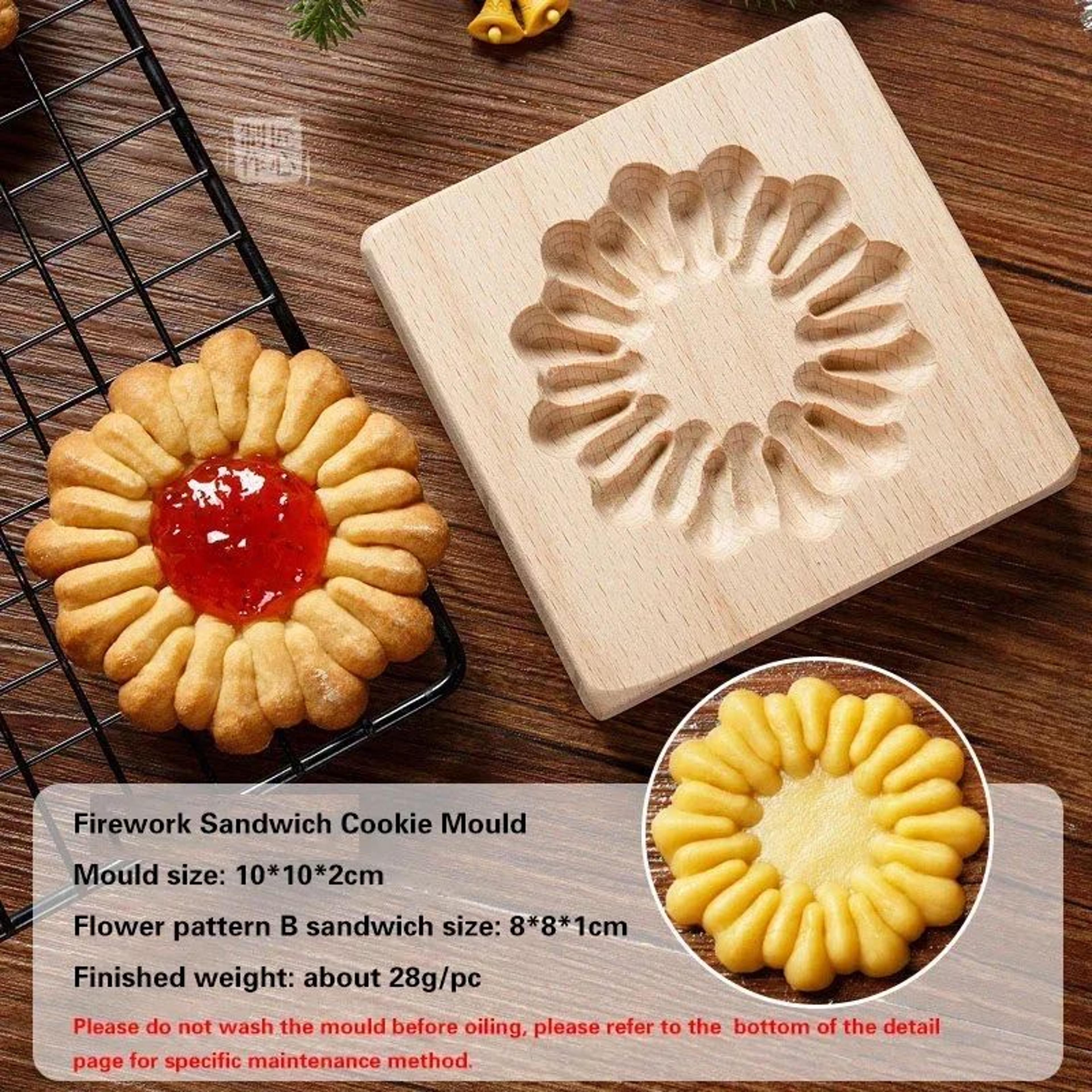 Rustic HandPressed Wooden Cookie Mold  3D Embossing Cookie Stamp For Holiday  Everyday Baking 6