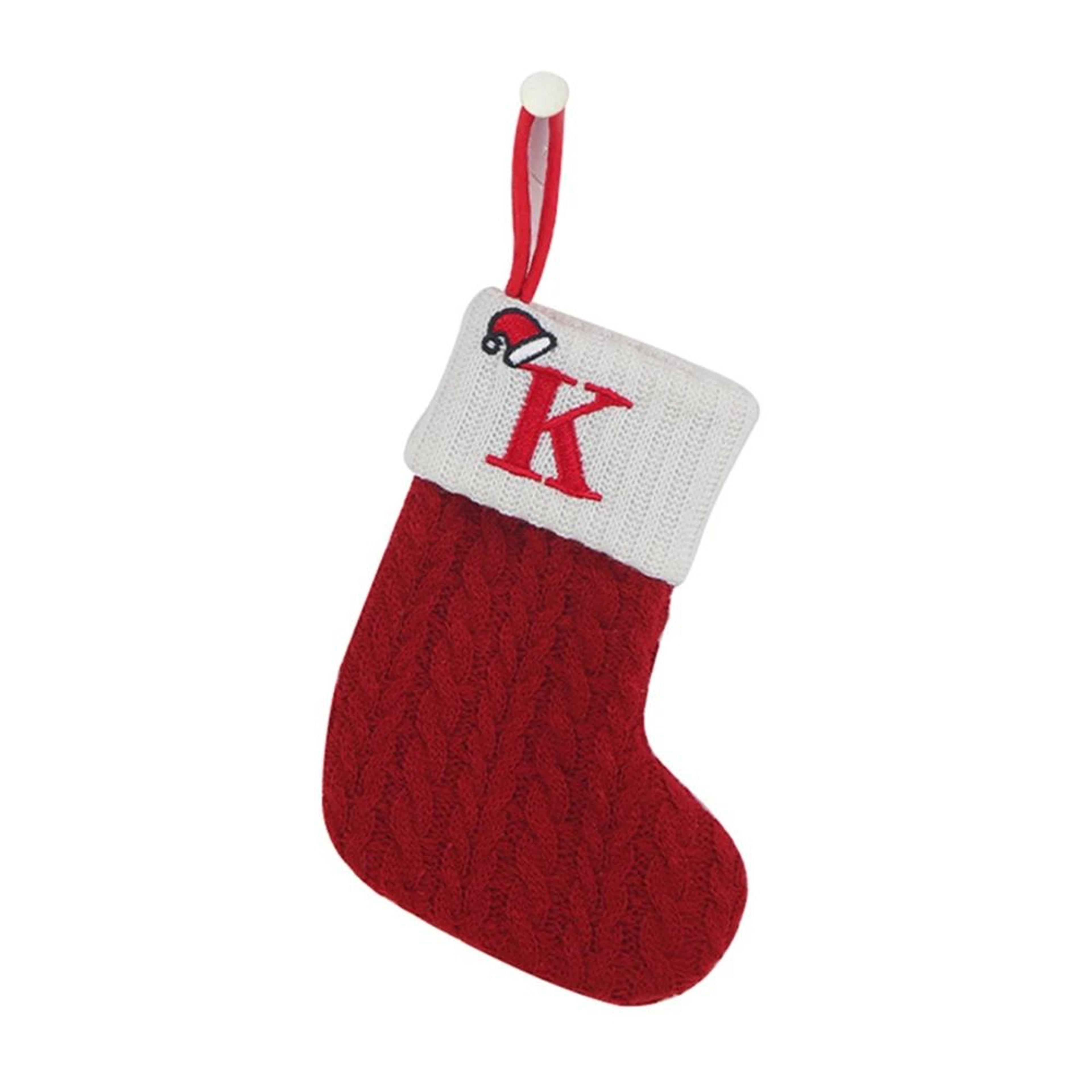 Cozy Knitted Mini Christmas Stocking With AZ Letter Snowflake Design  Hanging Loop 10