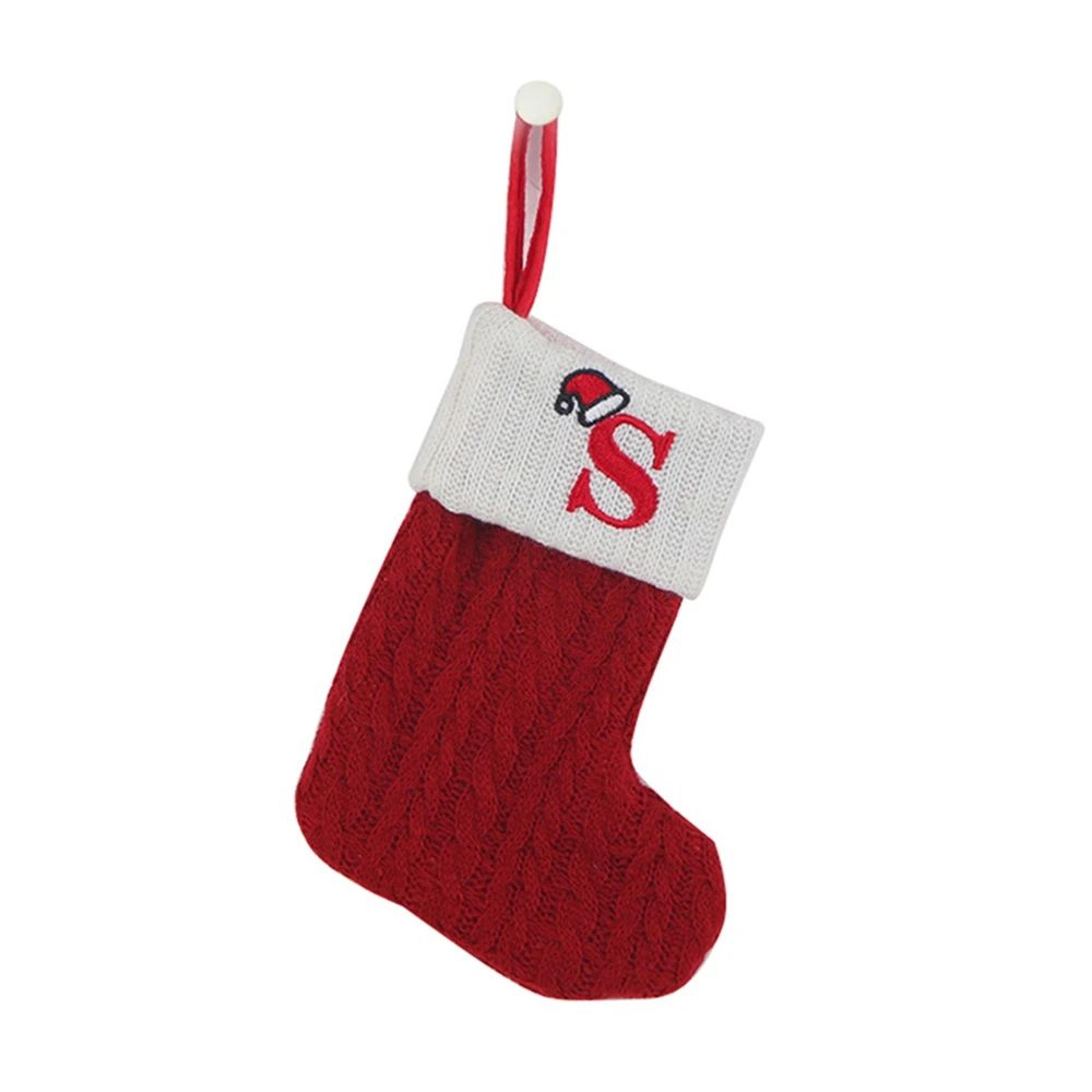Cozy Knitted Mini Christmas Stocking With AZ Letter Snowflake Design  Hanging Loop 18