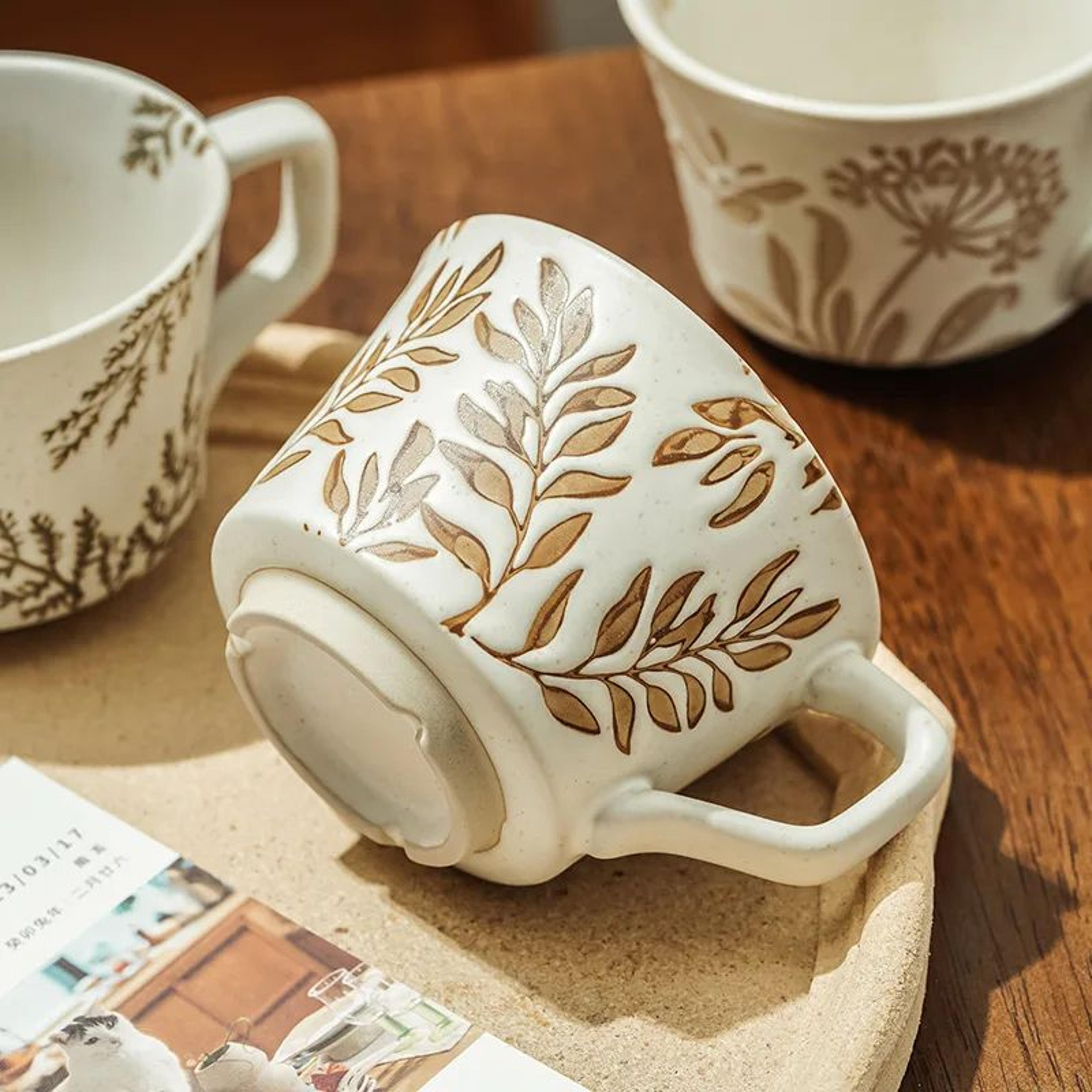 Nordic Garden Hand Painted Ceramic Mug  Floral Porcelain Coffee  Tea Cup 5