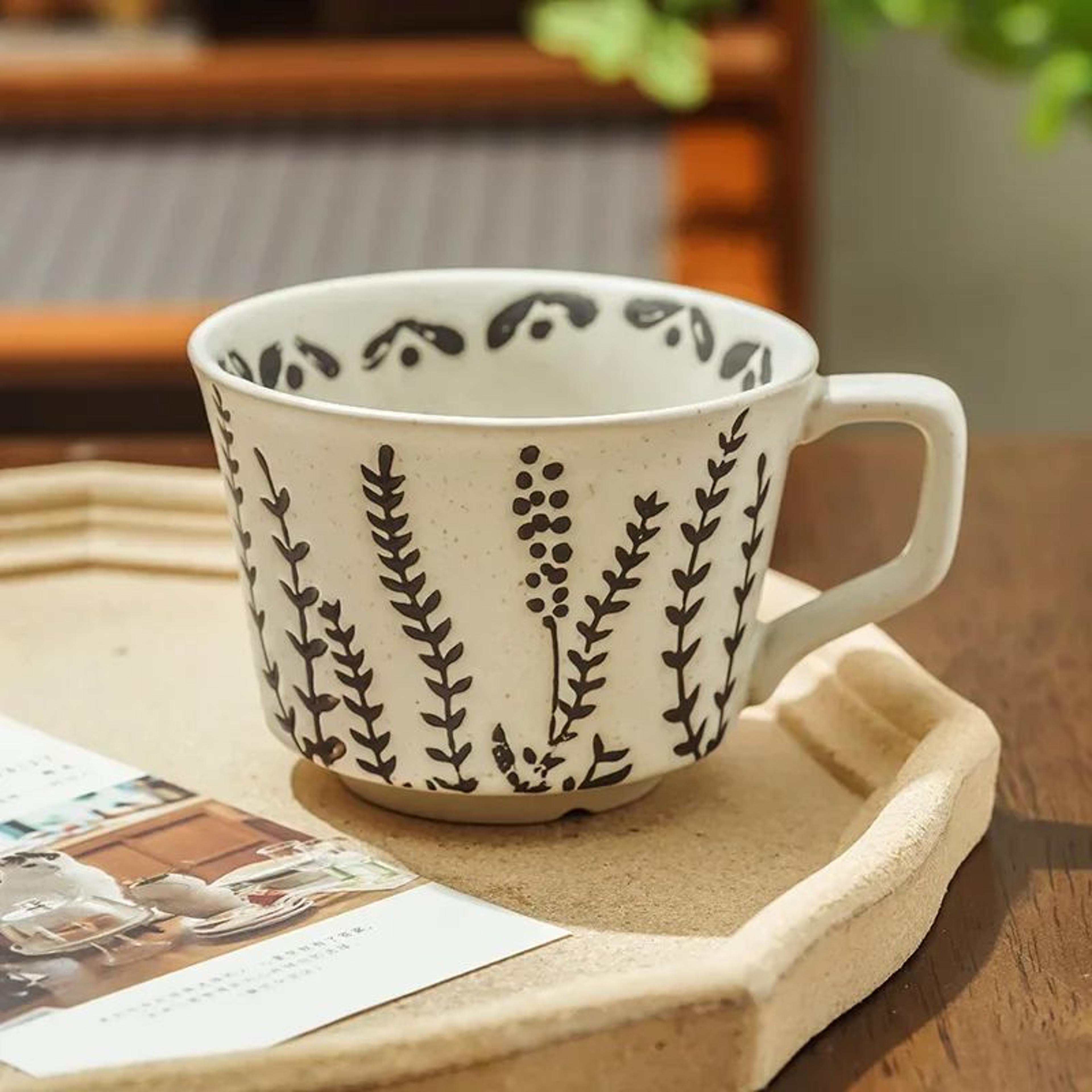 Nordic Garden Hand Painted Ceramic Mug  Floral Porcelain Coffee  Tea Cup 7