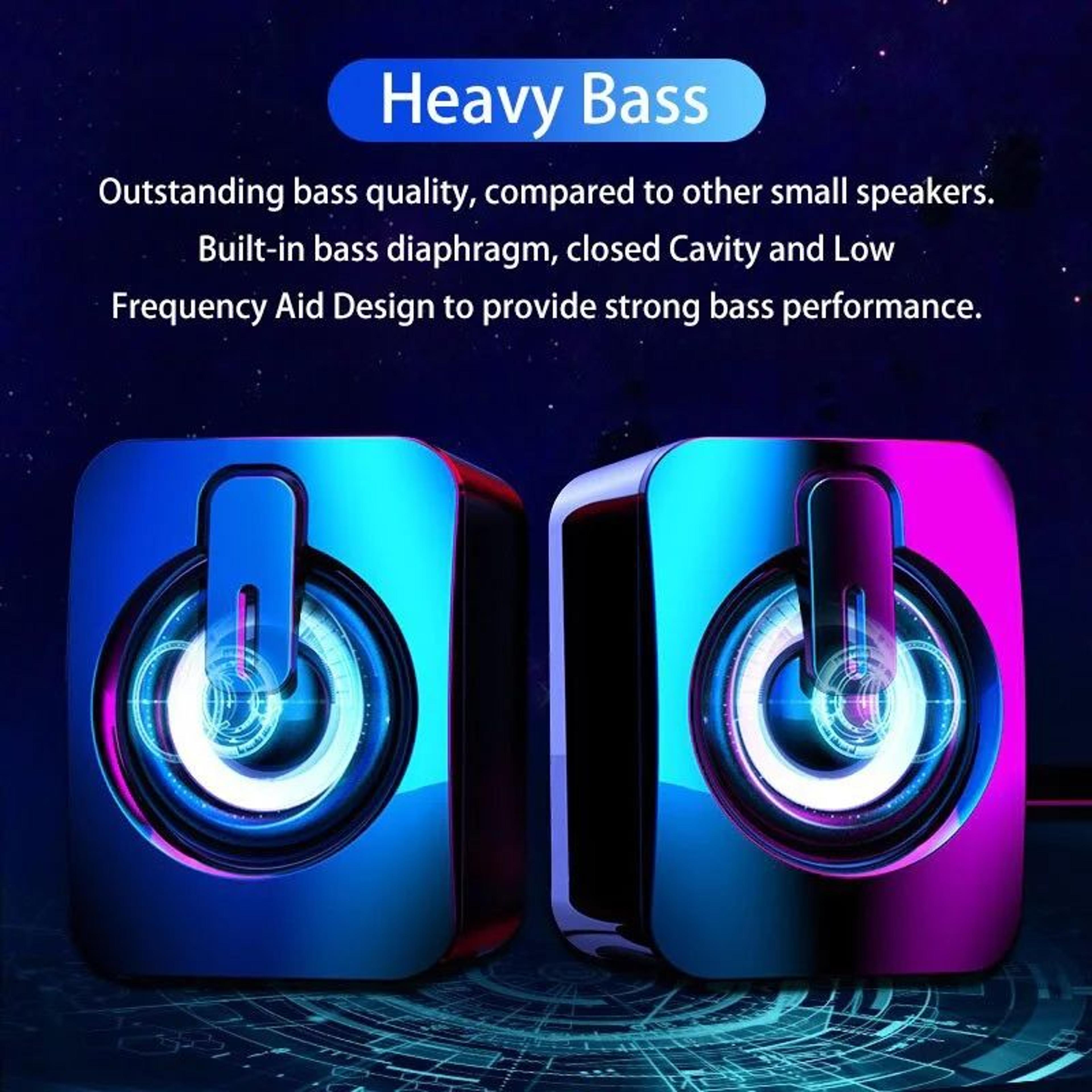 Mini Computer Speakers With Mic USB Power  35mm AUX Stereo For Desktop  Laptop 0
