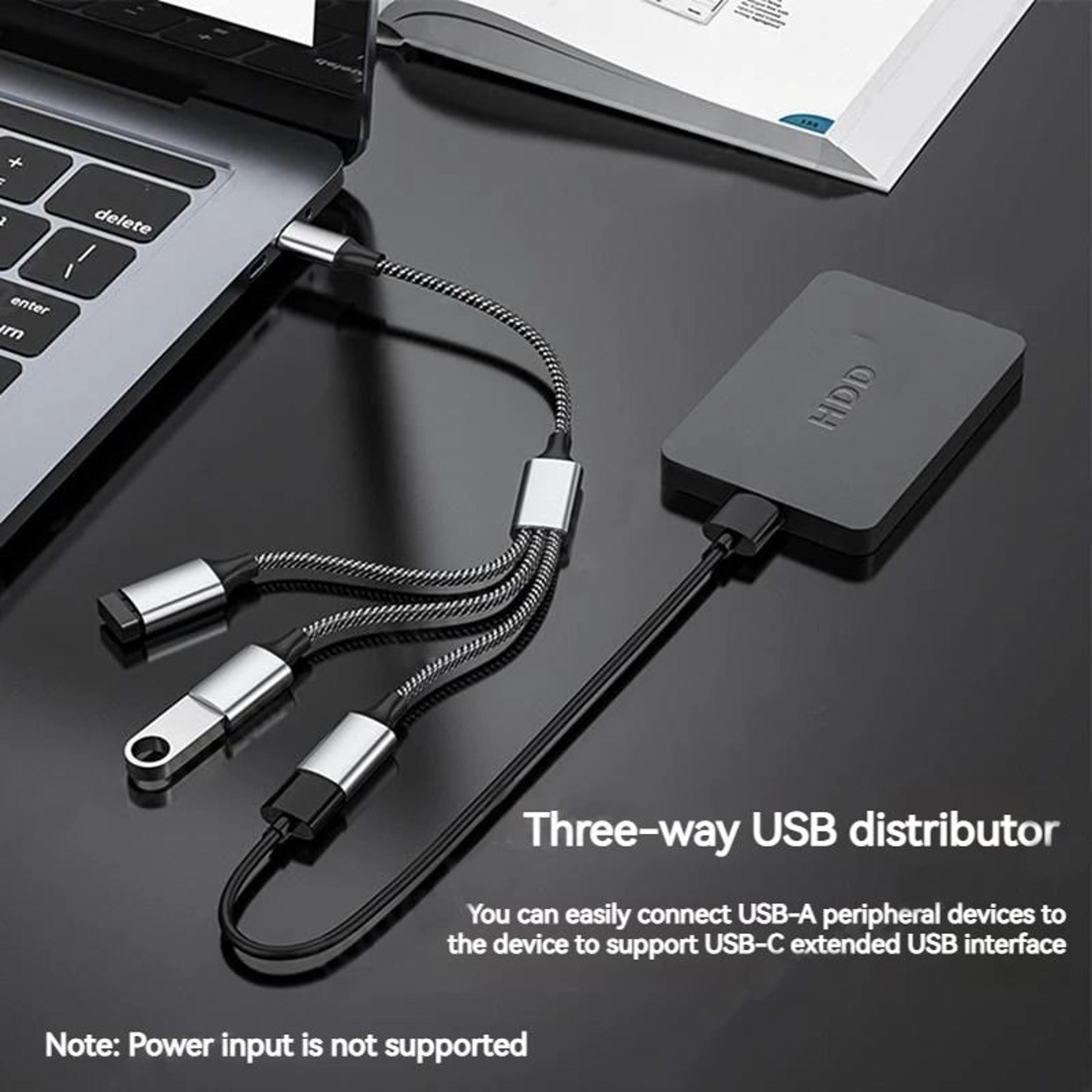 USB C Hub 3Port USB Splitter OTG HighSpeed USB C To USB Adapter For Laptops And PCs 3