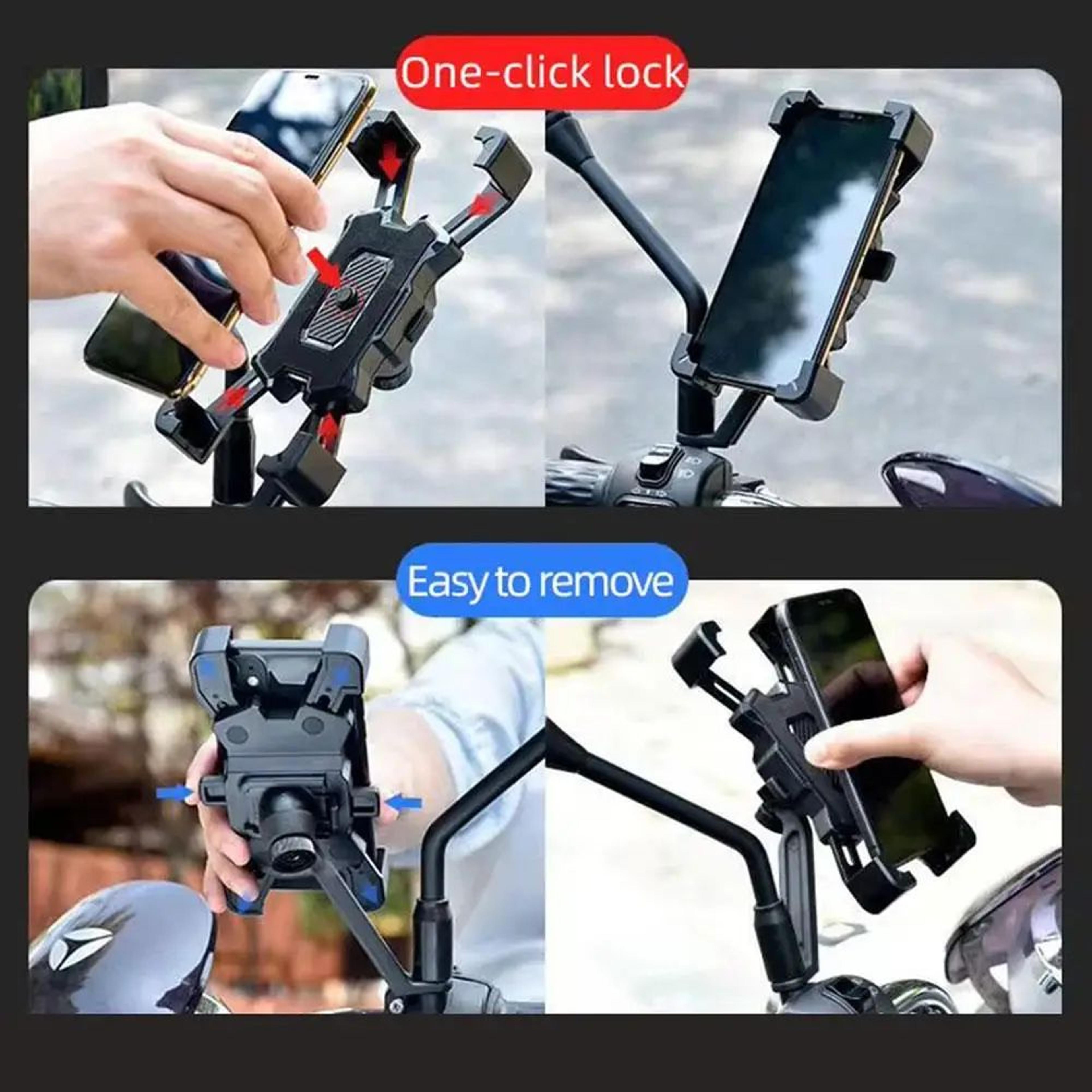 360 Rotating Motorcycle Phone Mount Handlebar Clamp  Universal Bike Phone Holder For GPS And Smartp 3