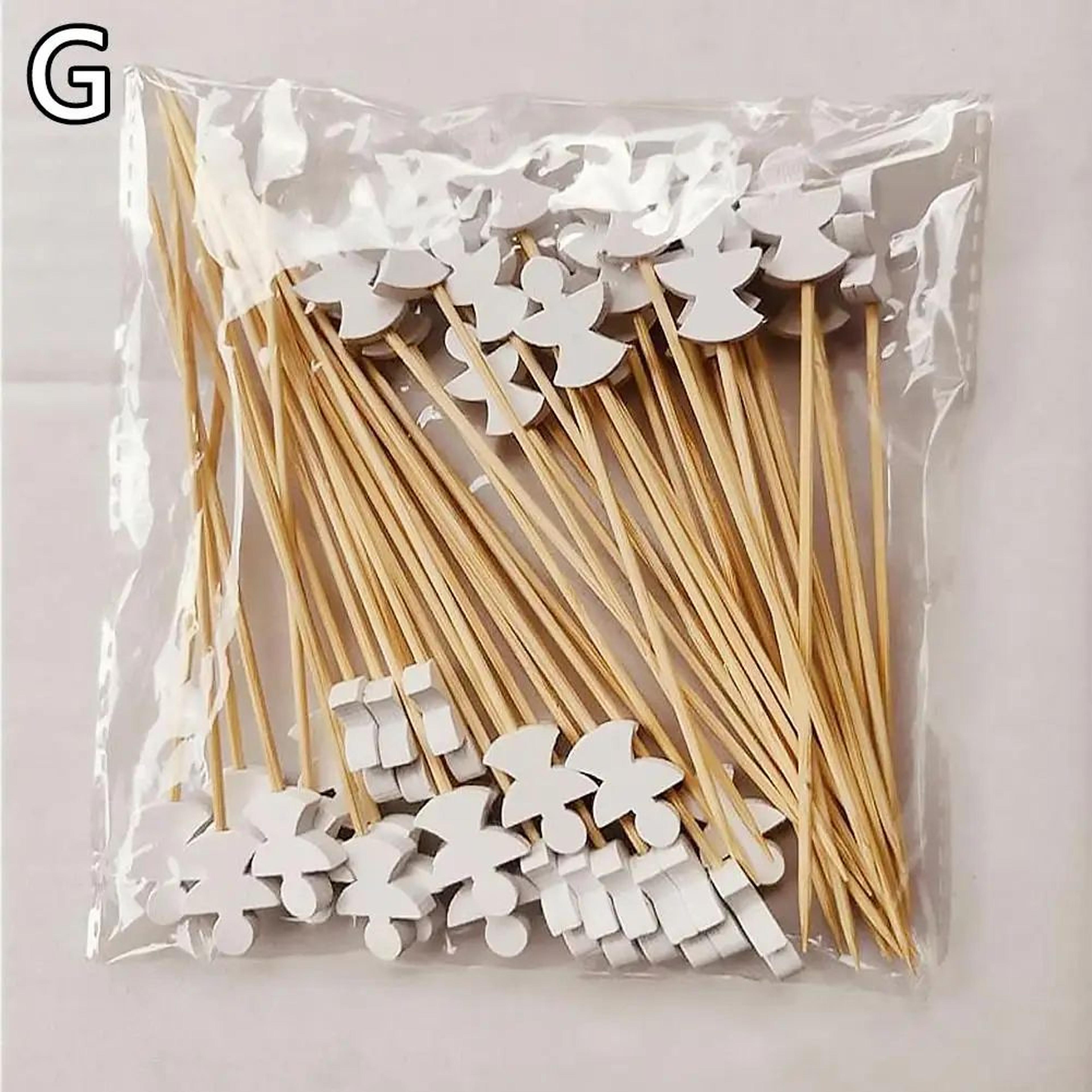 50Piece Christmas Fruit Picks Bamboo Party Fork Set With Santa Snowflake Tree  Reindeer Designs 11