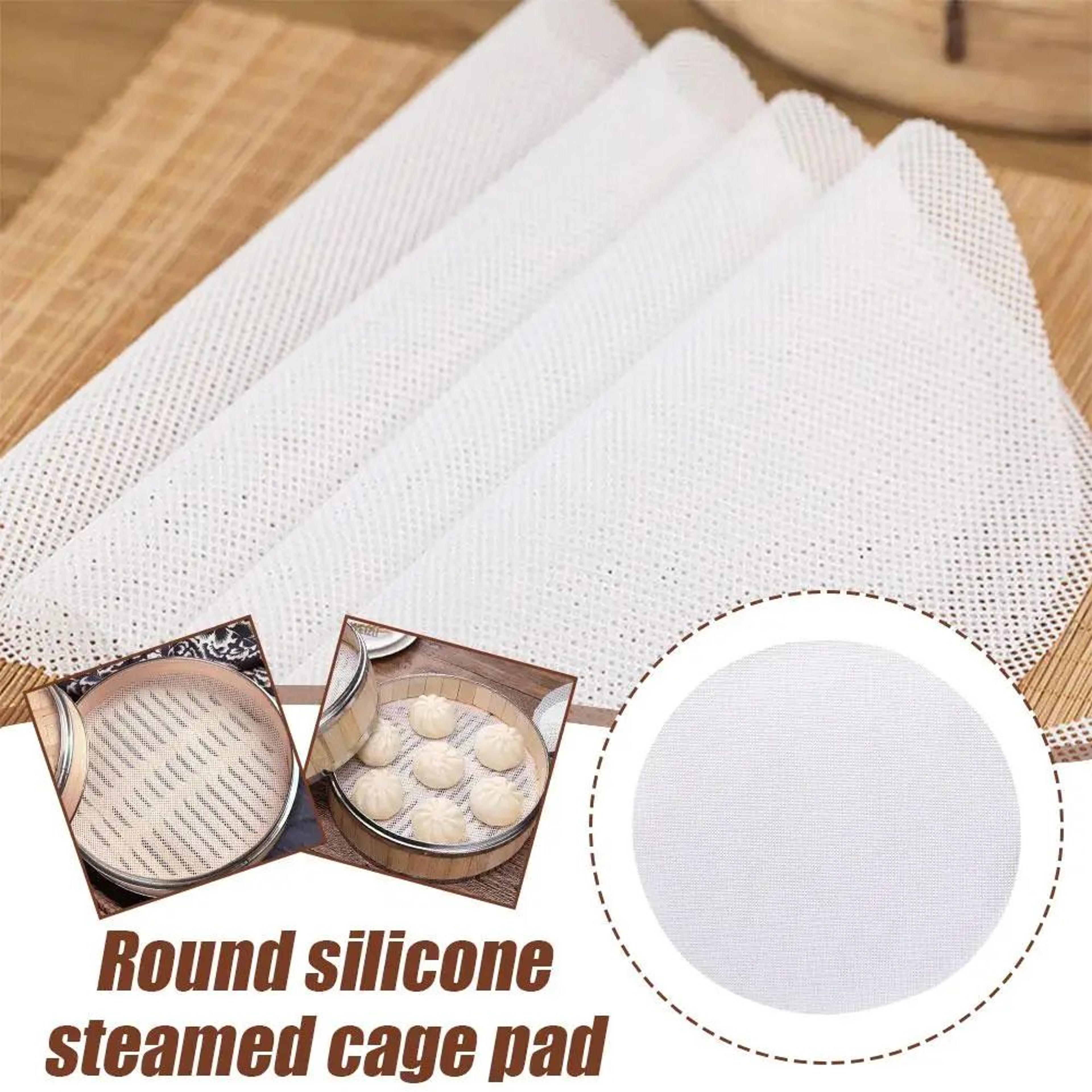 Reusable Silicone Steamer Liner Mat For Bamboo Steamers Dumplings  Buns Round NonStick Mesh 0