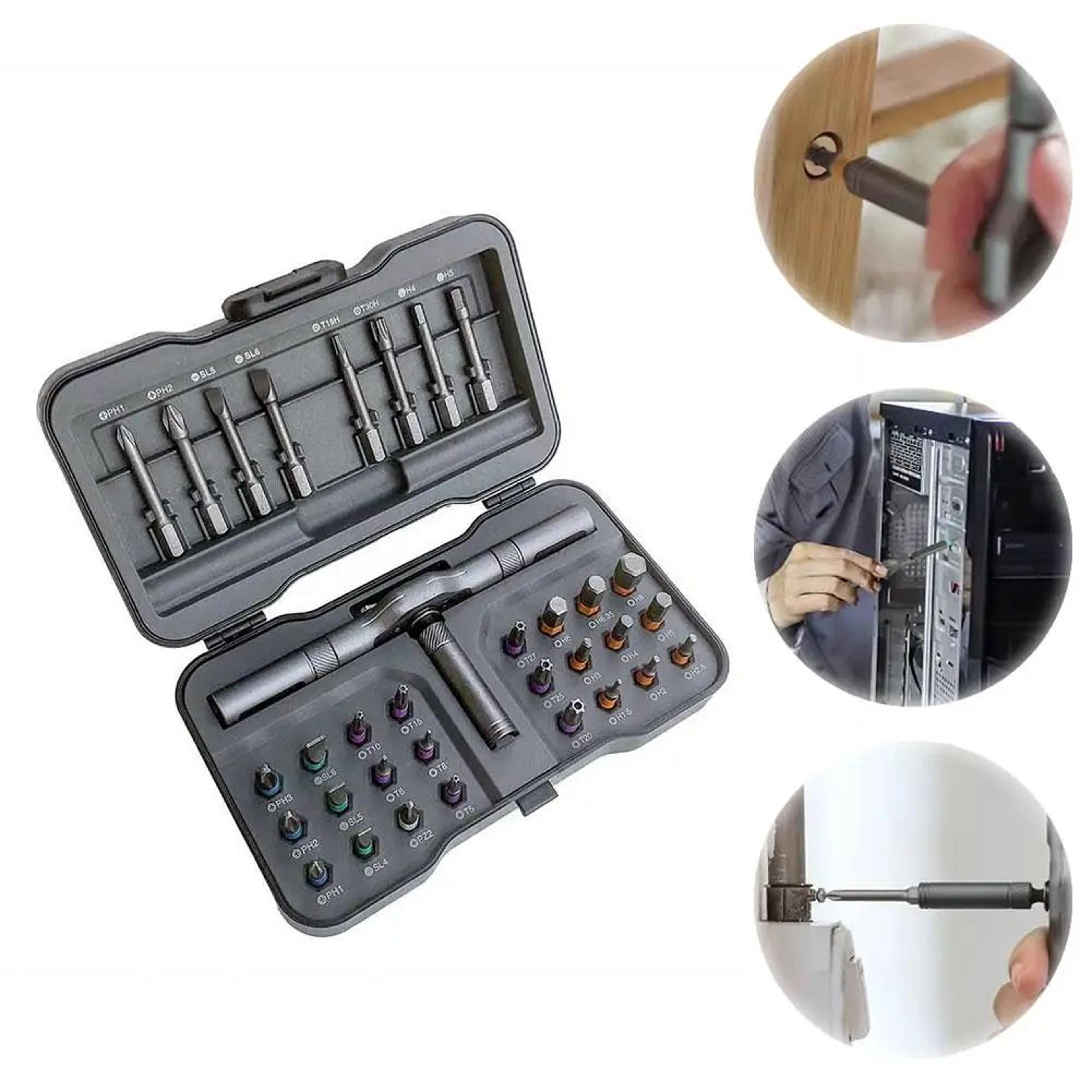 32in1 Ratcheting MultiBit Screwdriver Set With Magnetic Bits And S2 Steel 0