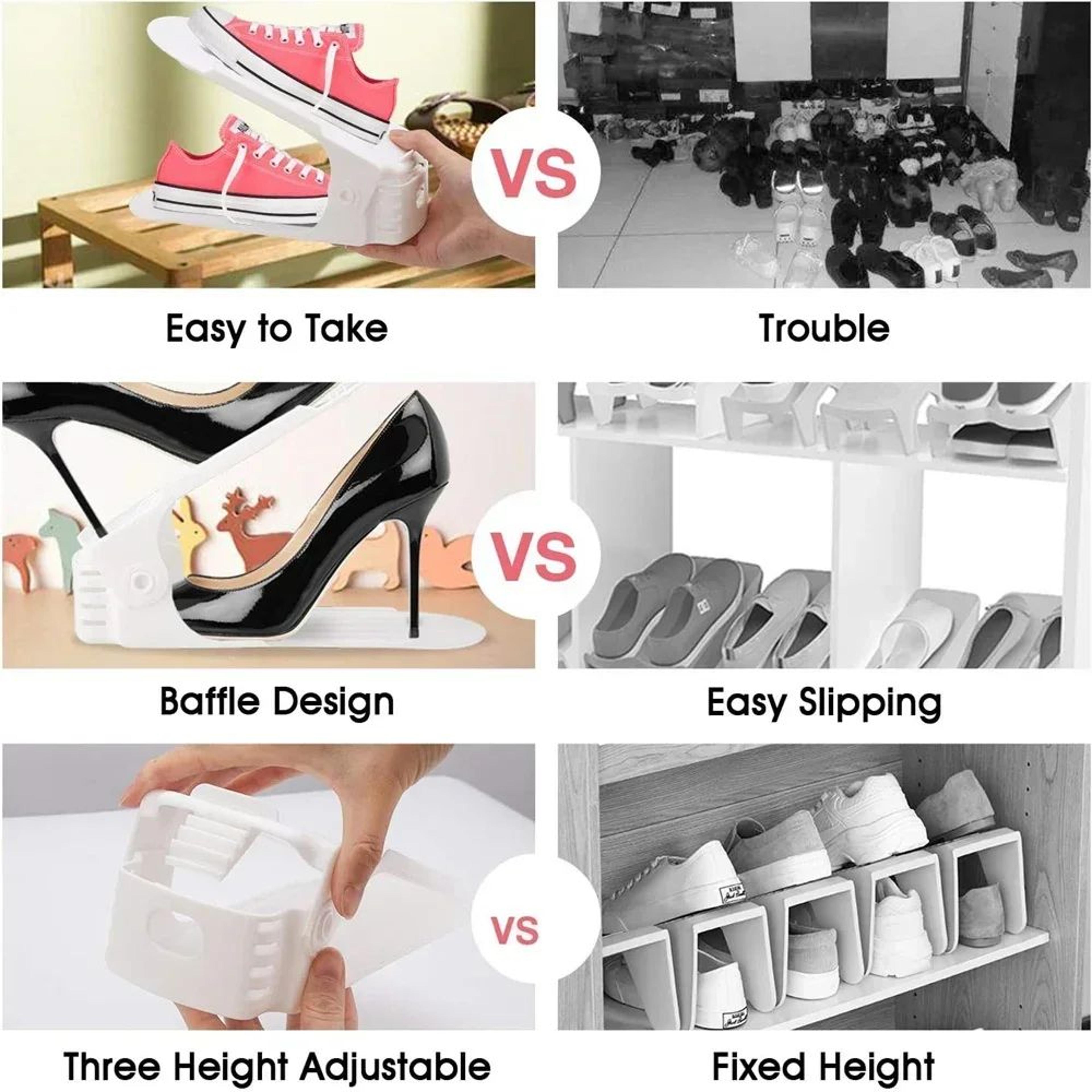 Adjustable Shoe Slots Organizer Set  Double Layer Shoe Space Saver For Closet  Cabinet 2