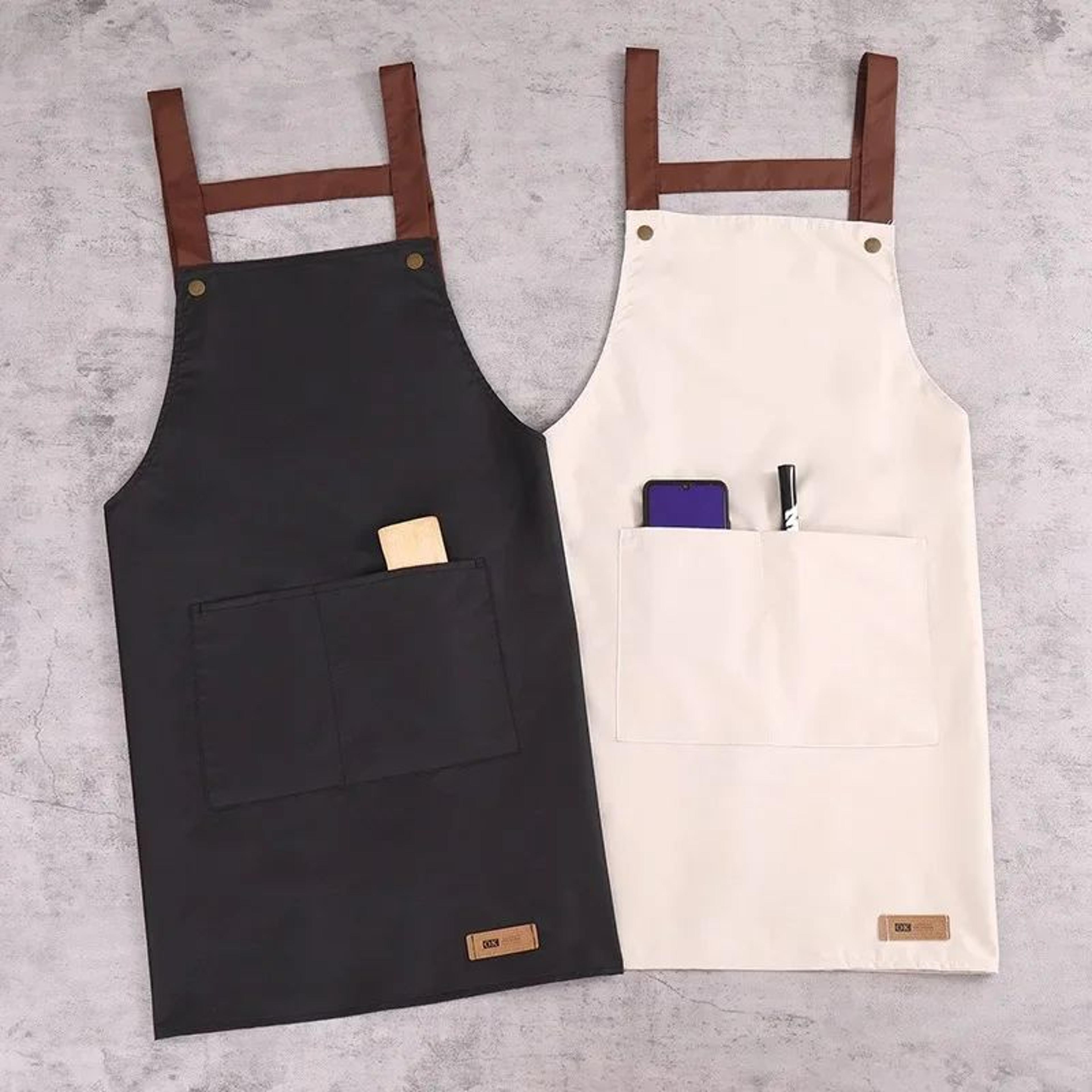 Waterproof Canvas Cooking Apron For Men  Women OilResistant Kitchen Apron With Adjustable Neck Stra 3