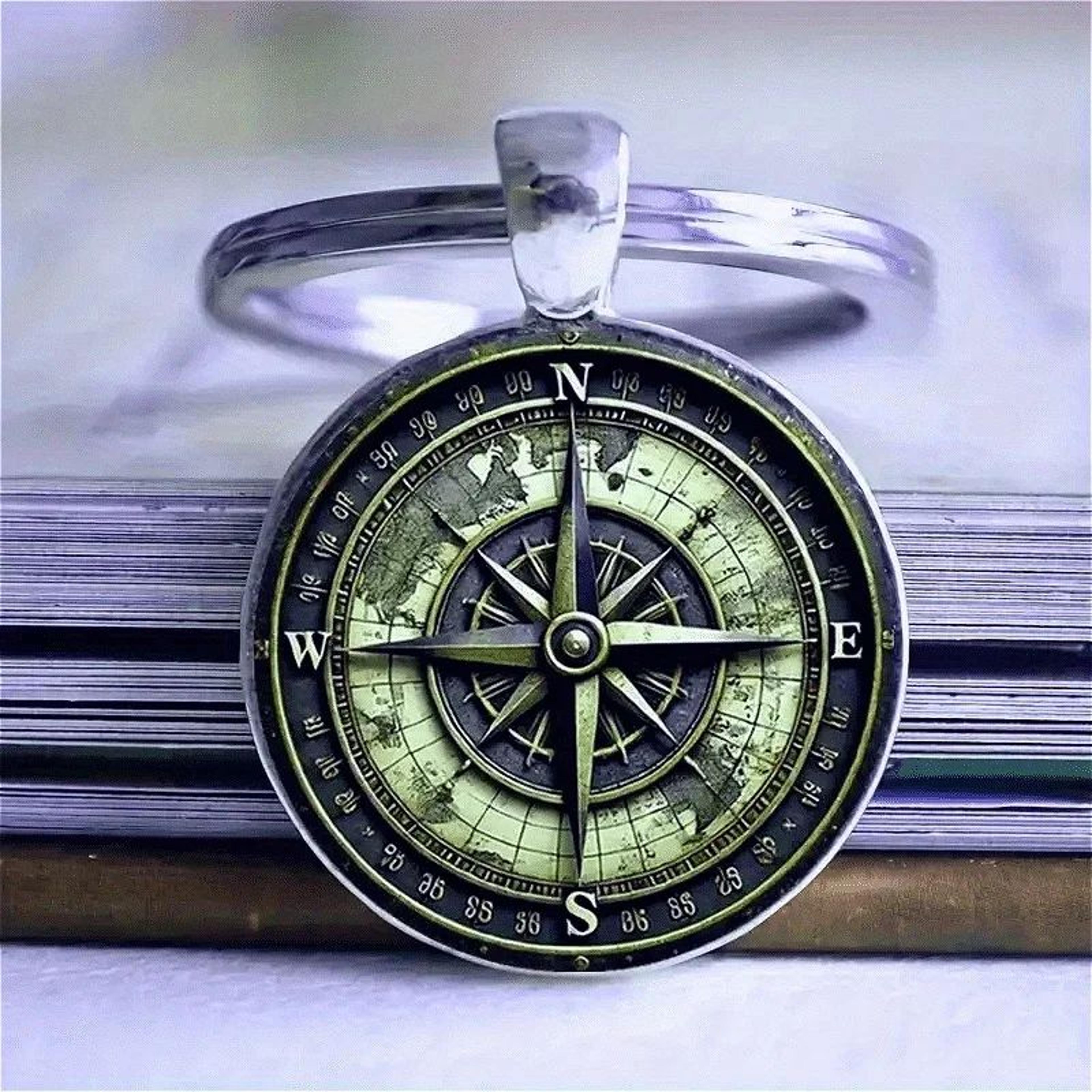 Vintage Compass Keychain Bag Charm  Car Pendant  Nautical Gift For Men 0