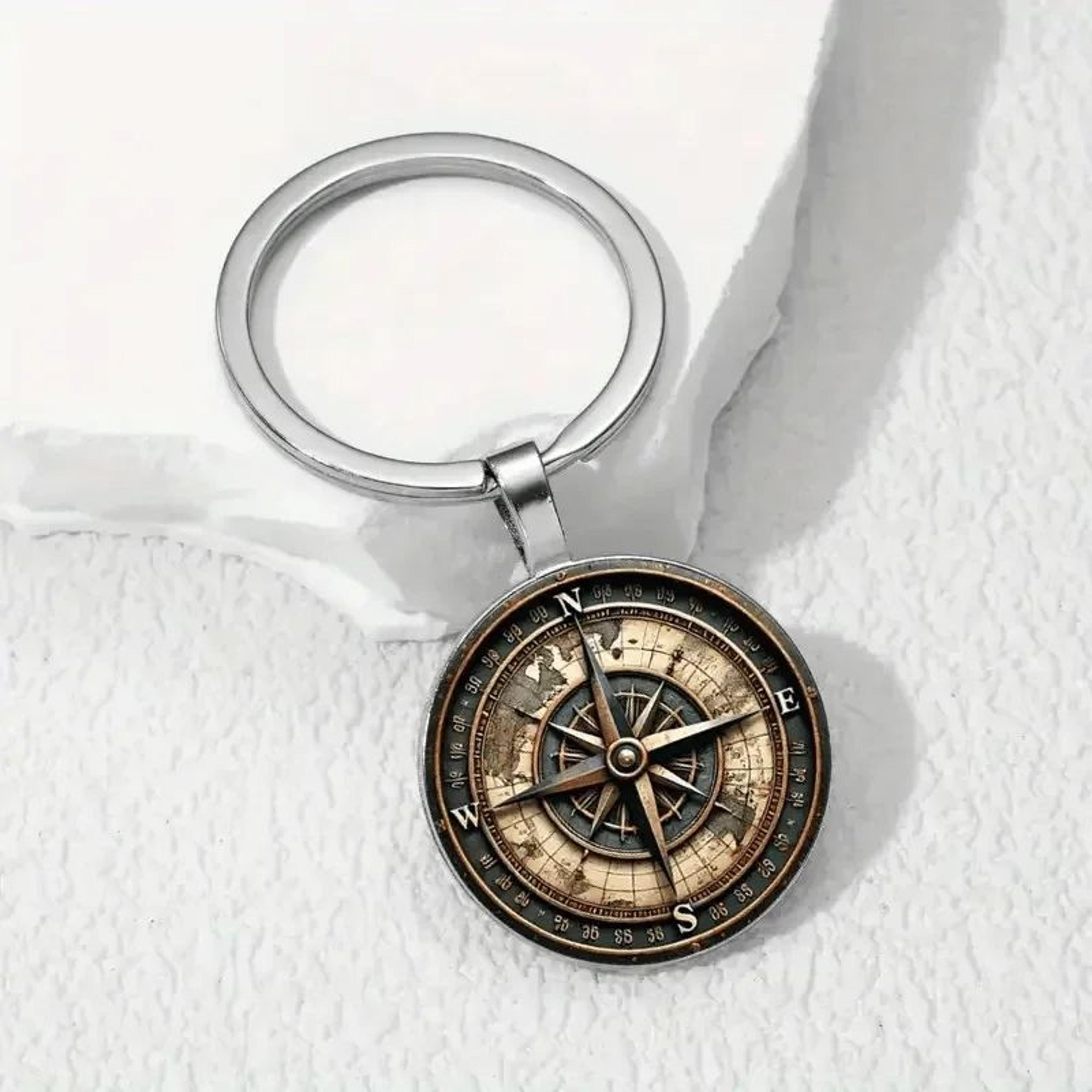 Vintage Compass Keychain Bag Charm  Car Pendant  Nautical Gift For Men 1