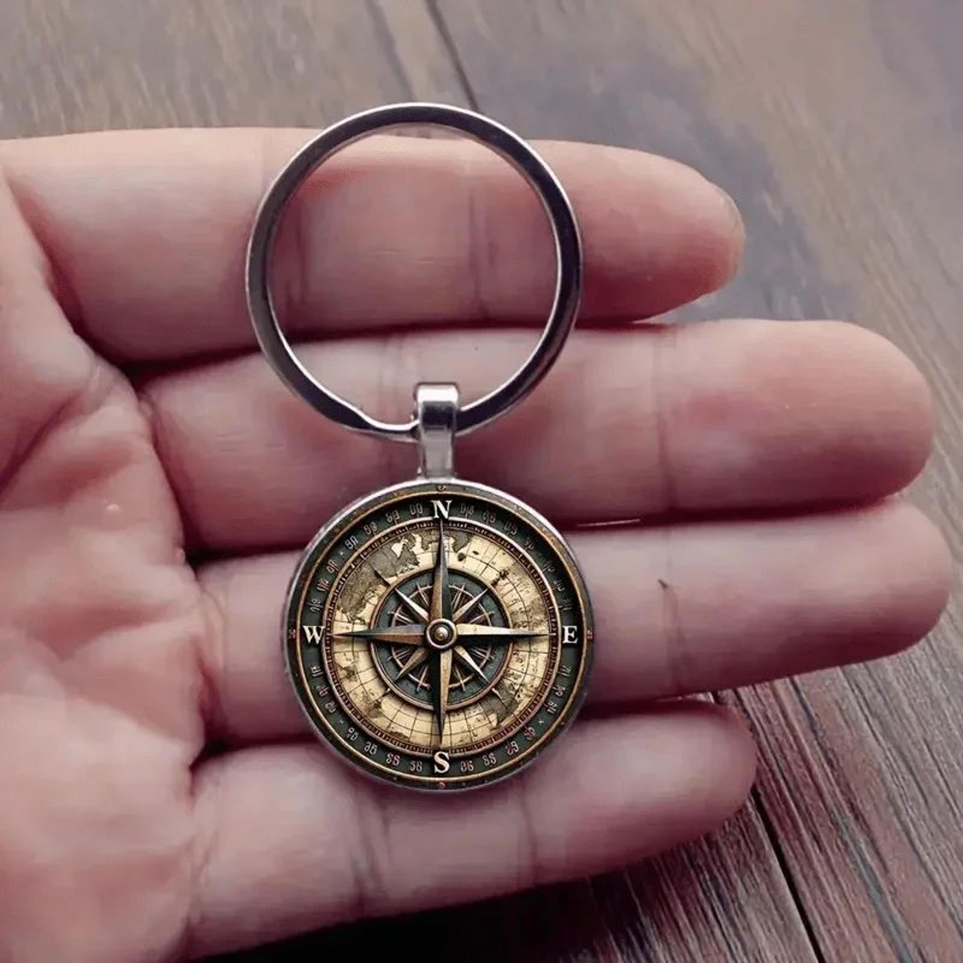 Vintage Compass Keychain Bag Charm  Car Pendant  Nautical Gift For Men 4