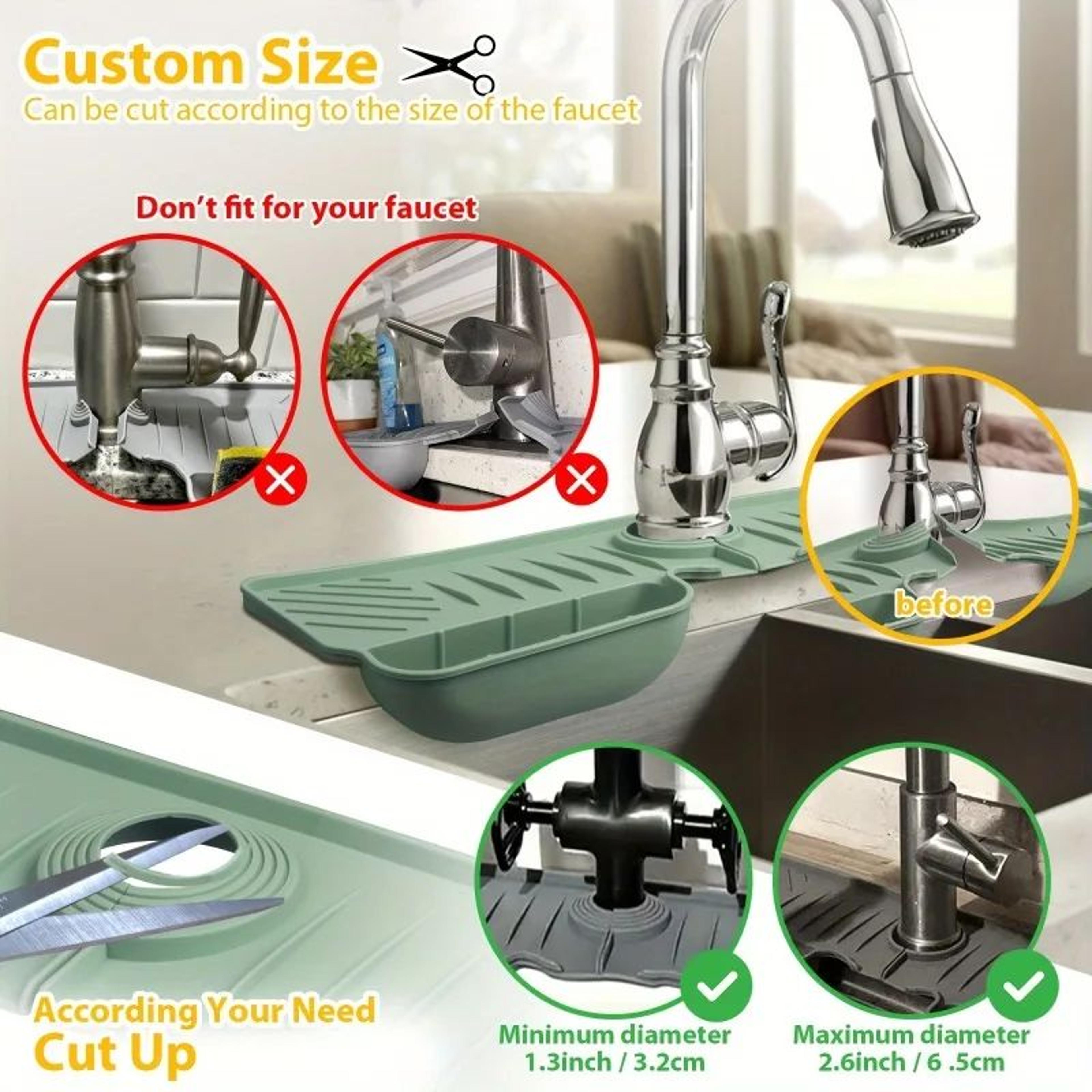 Silicone Kitchen Sink Organizer With Dual Pockets Sink Splash Guard  QuickDrain Mat 4