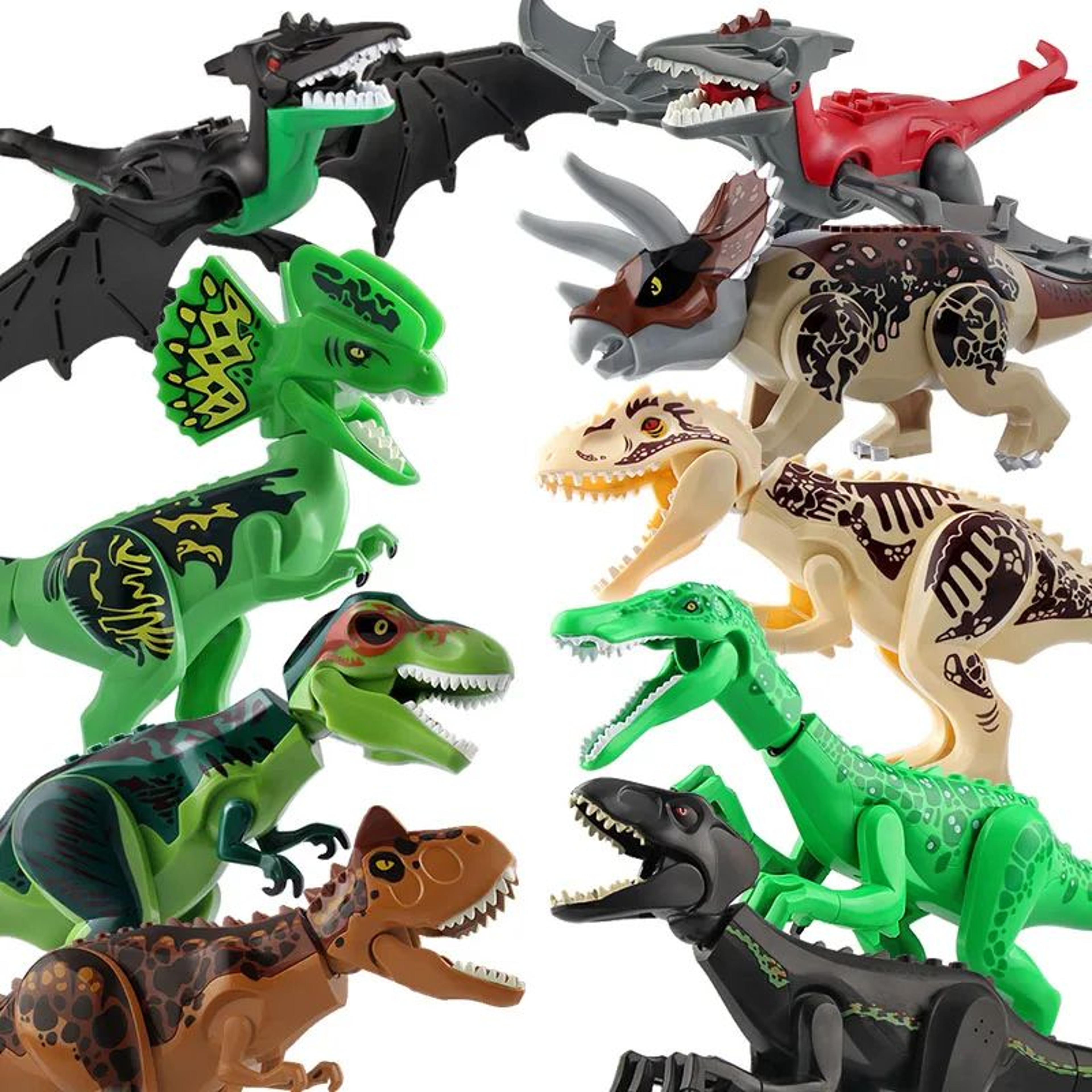 Jurassic Dino Park Dinosaur Building Blocks Set  Large TRex Velociraptor  Triceratops Brick Figures 1
