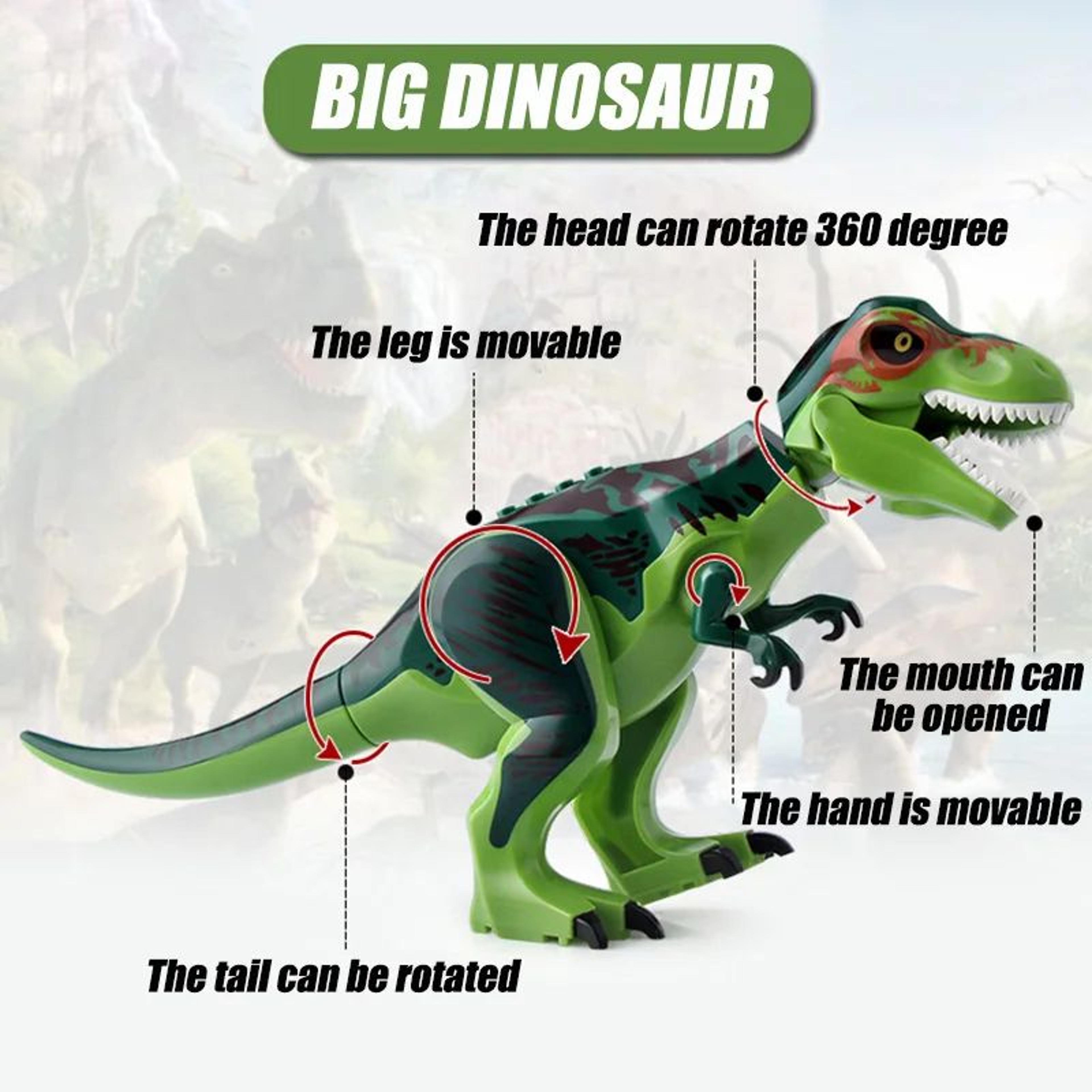 Jurassic Dino Park Dinosaur Building Blocks Set  Large TRex Velociraptor  Triceratops Brick Figures 3