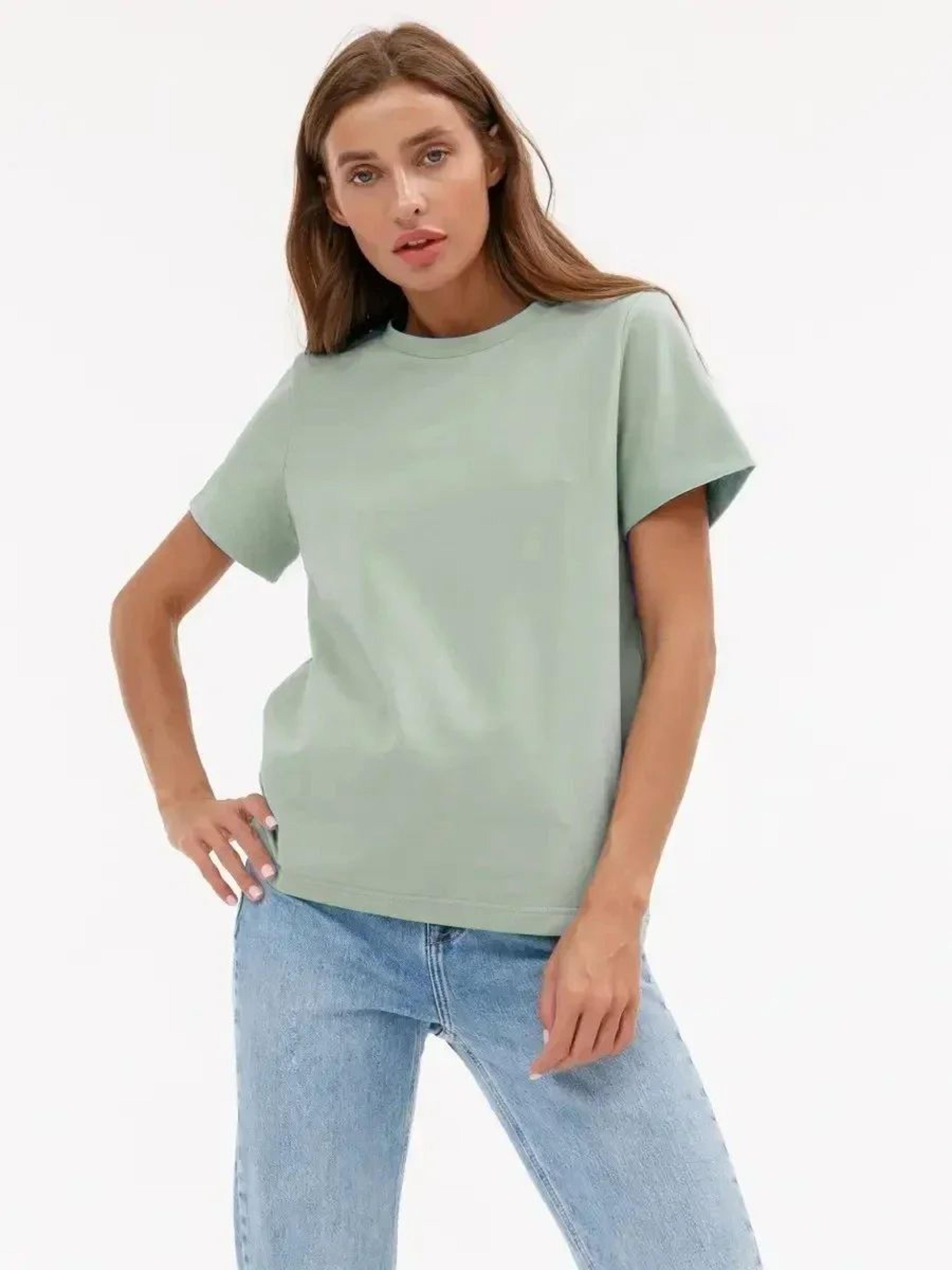 Bornladies 230g Heavyweight Cotton Tee For Women  Loose Fit Solid Summer Top 8