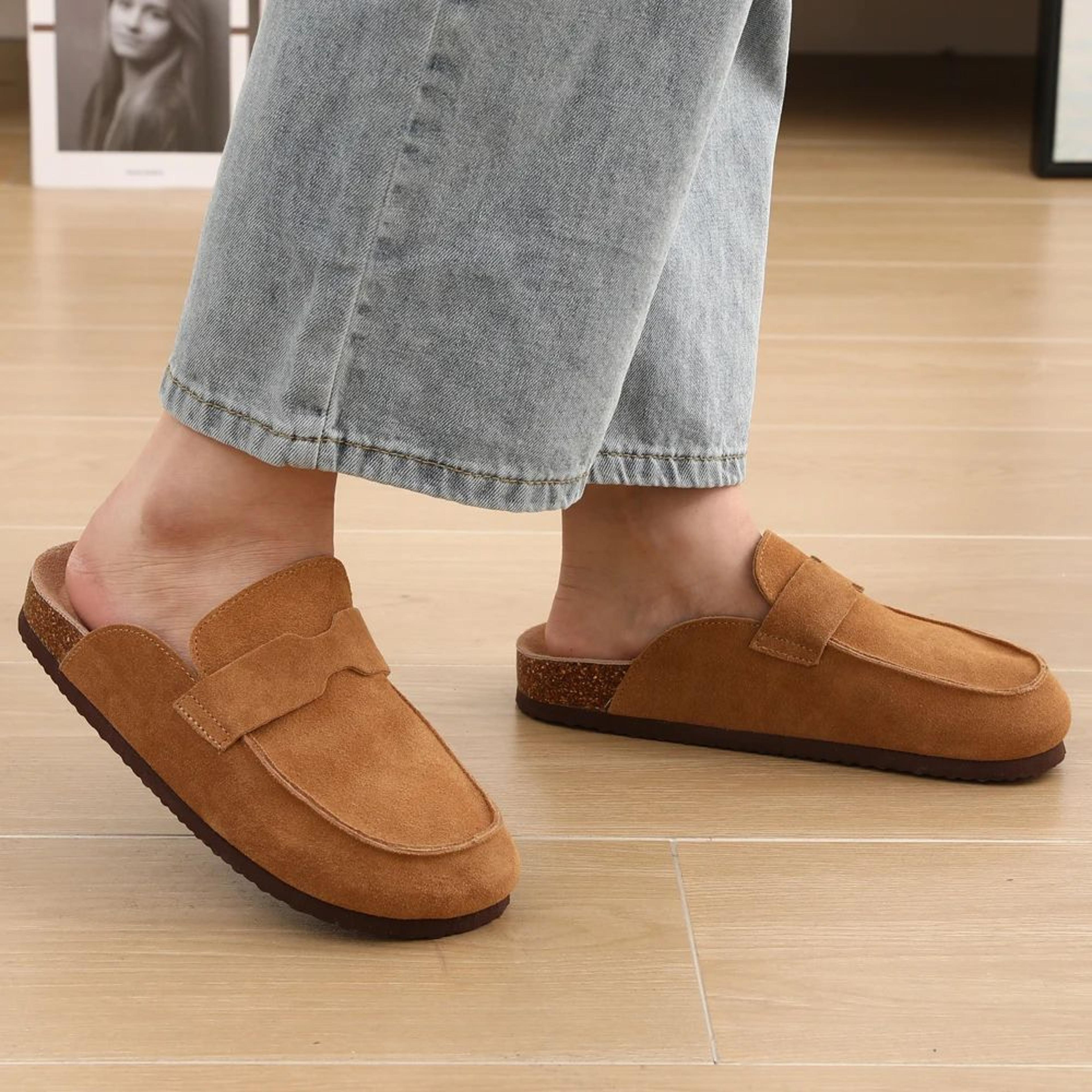 Litfun Womens Suede Clog Mules With Cork Footbed  Arch Support 6