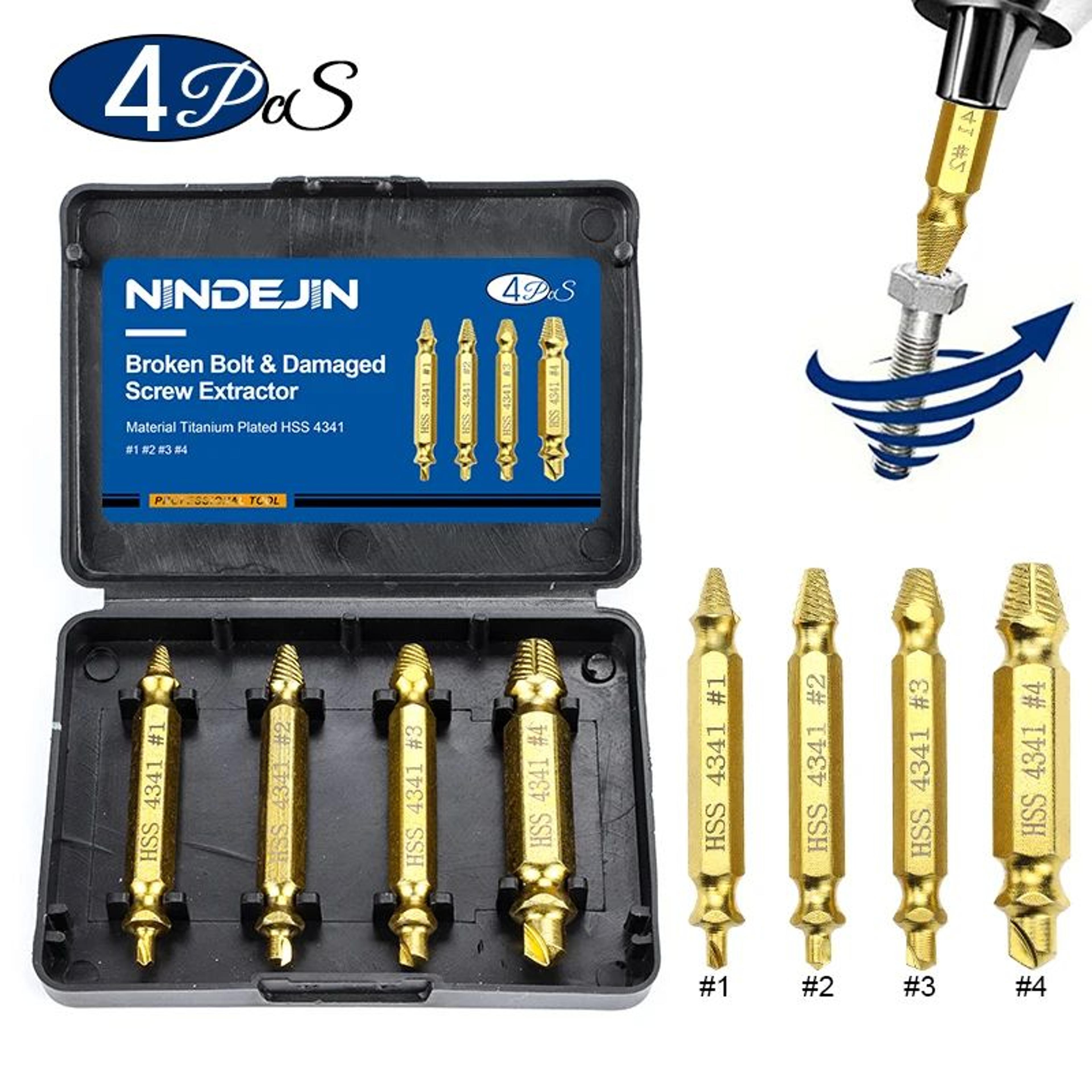 NINDEJIN Damaged Screw Extractor Drill Bit Set 46pcs For Stripped Screws  Bolts 9
