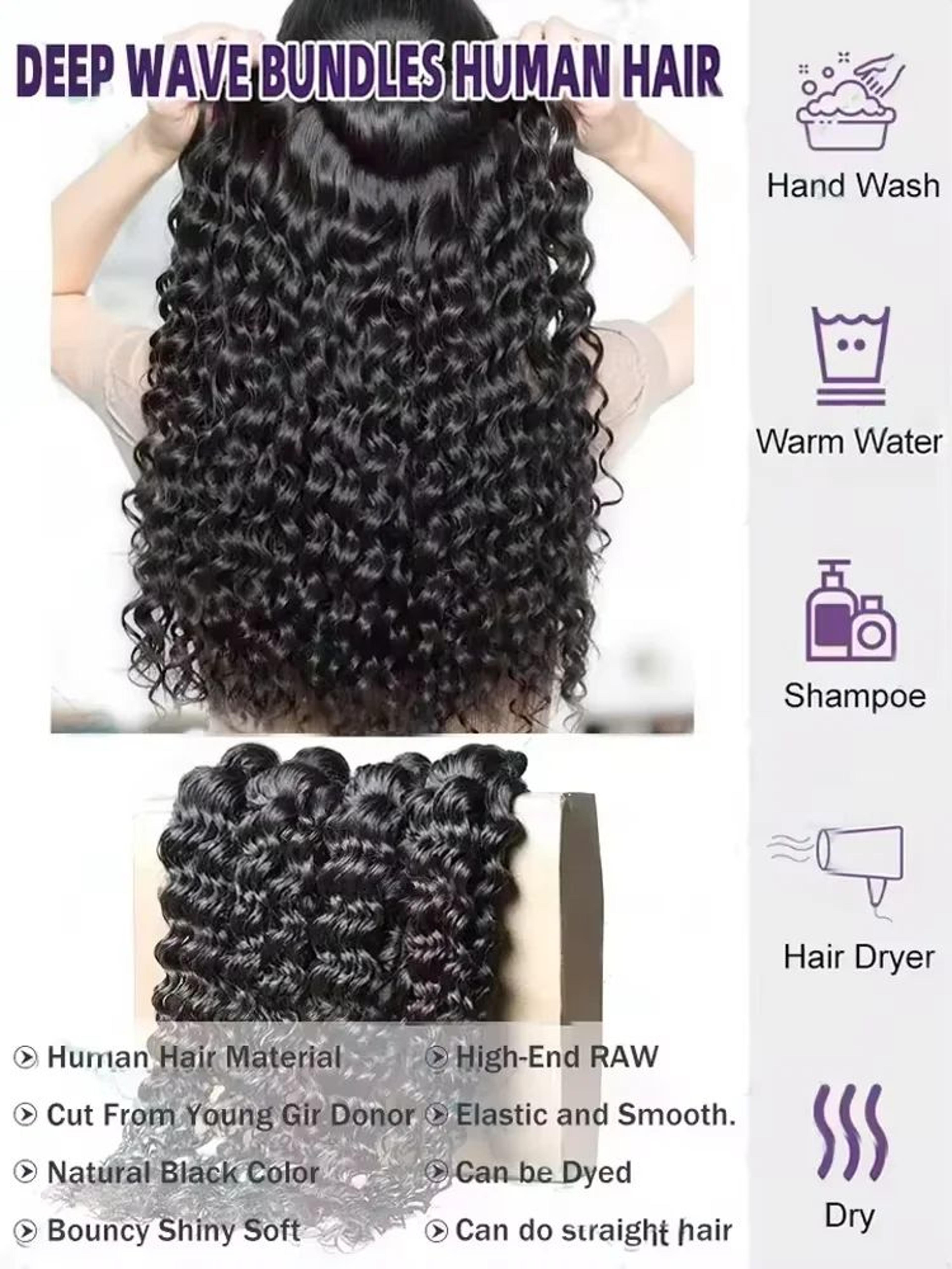 3034 Inch Deep Wave Human Hair Bundles Raw Unprocessed Double Weft Virgin Weave Extensions 1