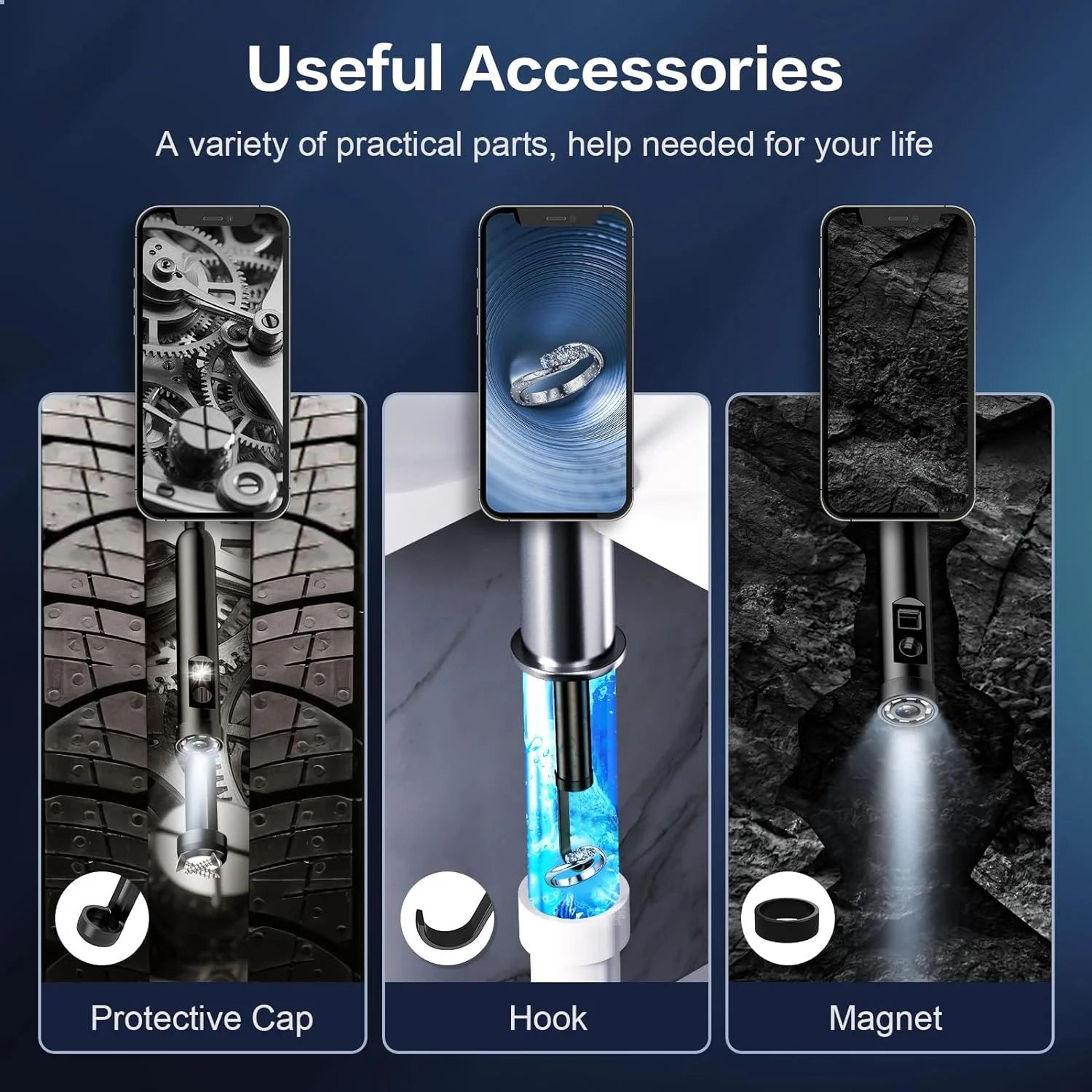 1080P 8mm Borescope Endoscope Camera For IPhone And TypeC Android Flexible Automotive Inspection Ca 3