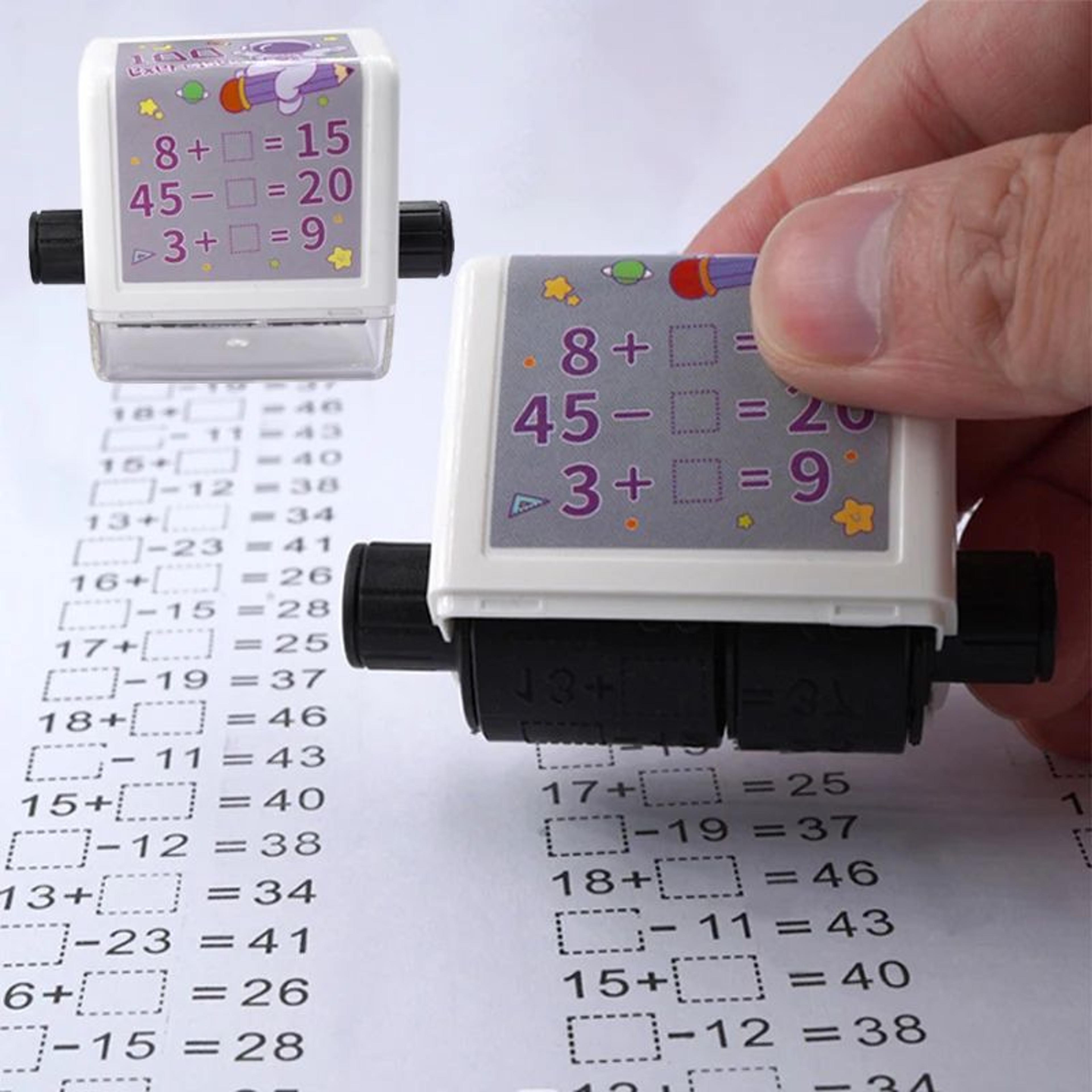 2in1 Math Roller Stamp Within 100  Refillable FillintheBlank Practice Tool 0