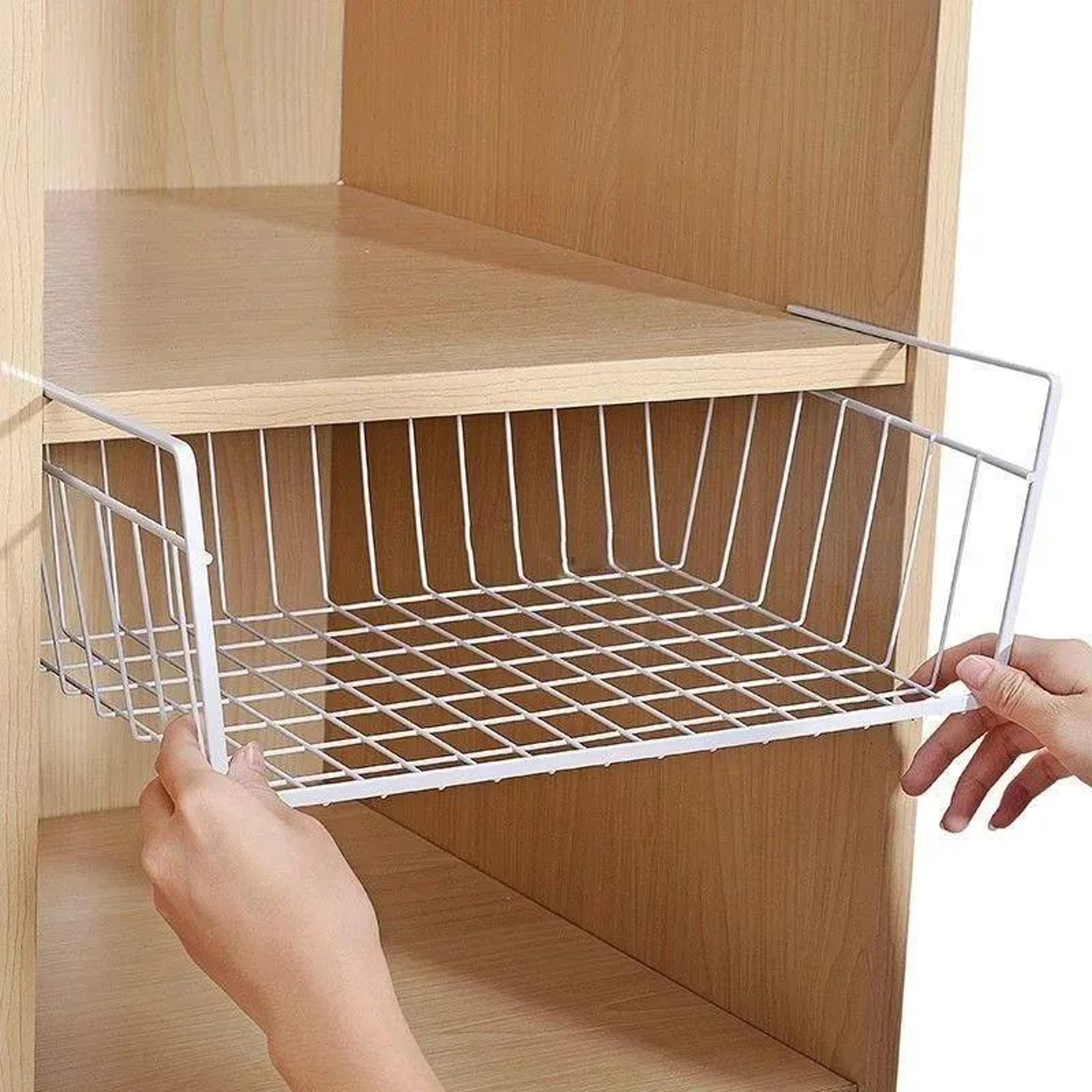 MultiFunctional Under Shelf Basket Hanging Storage Basket For Kitchen  Bathroom Perforated Metal 0
