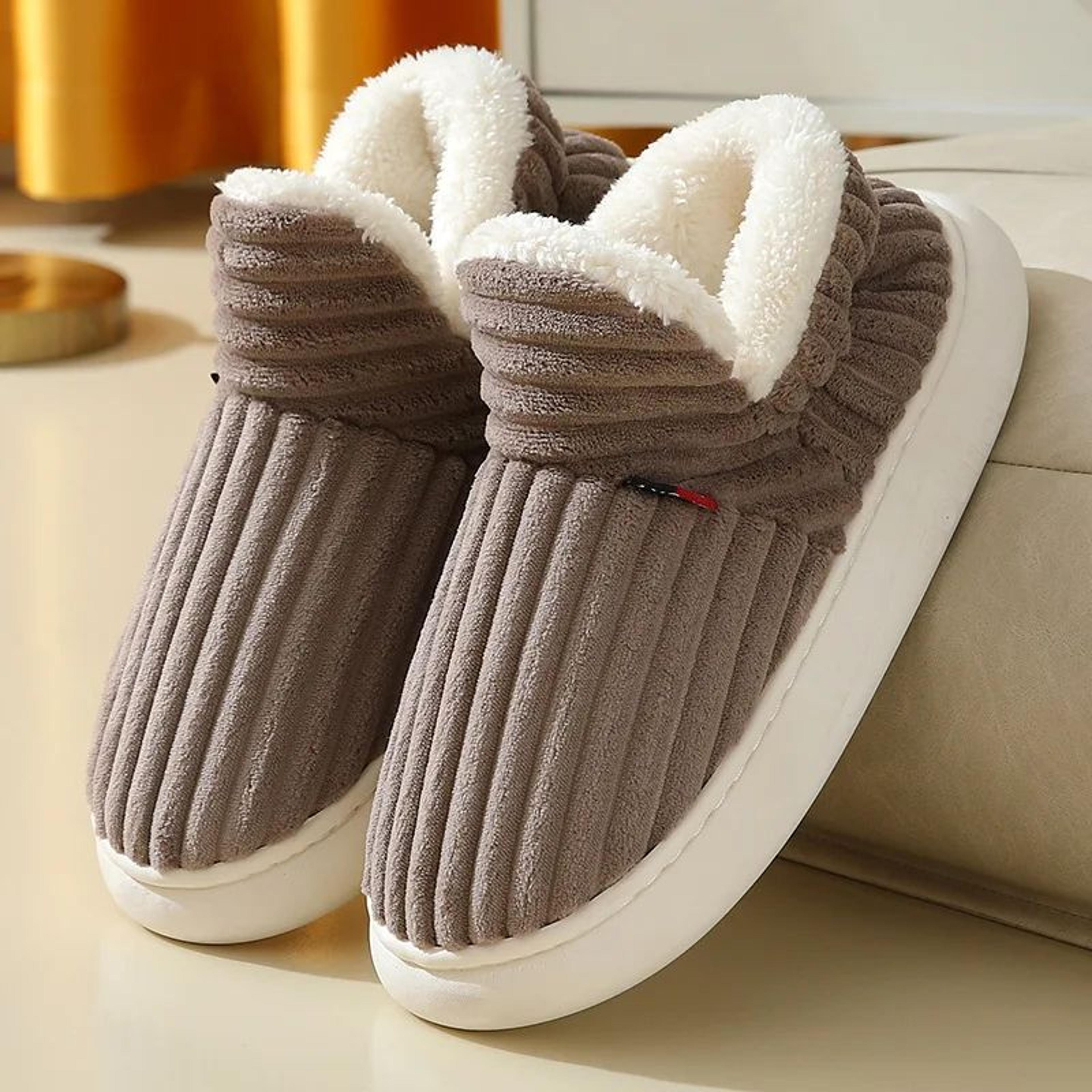 Shevalues Mens Winter Slippers  FurLined Plush Cotton Boot House Shoes IndoorOutdoor 5