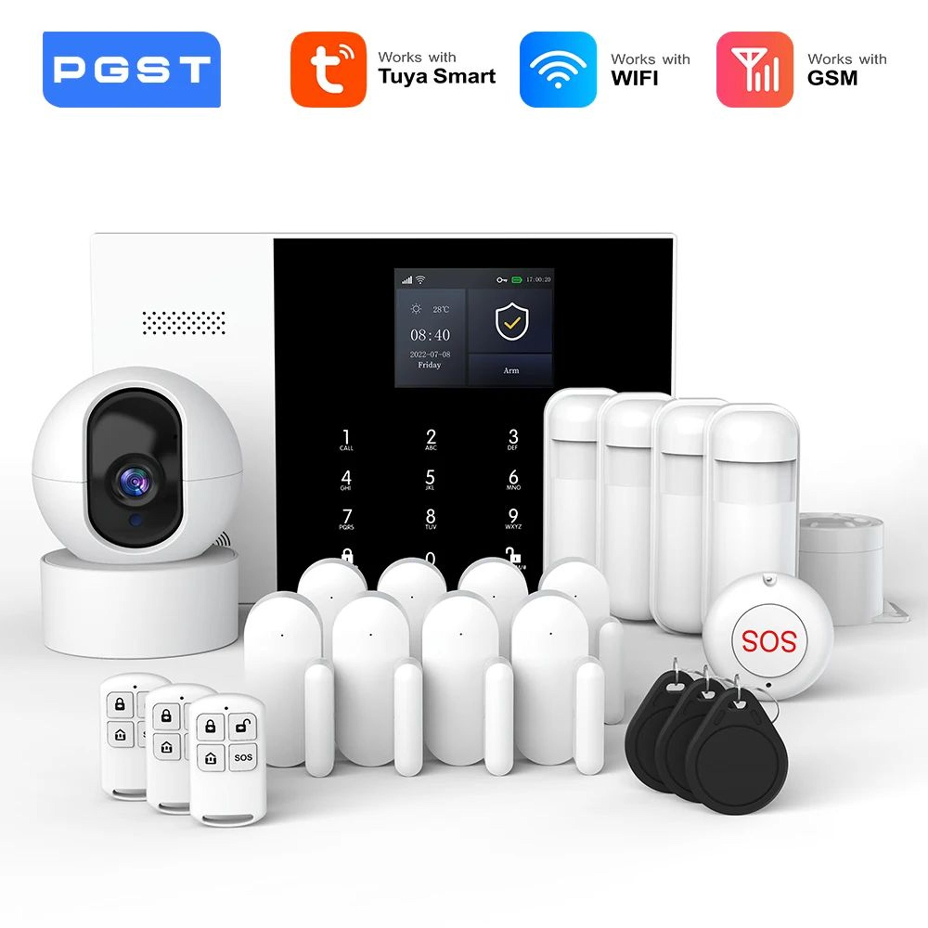 PGST Tuya GSM WiFi Alarm System With Smart Life App  Alexa Control For Home Security 0