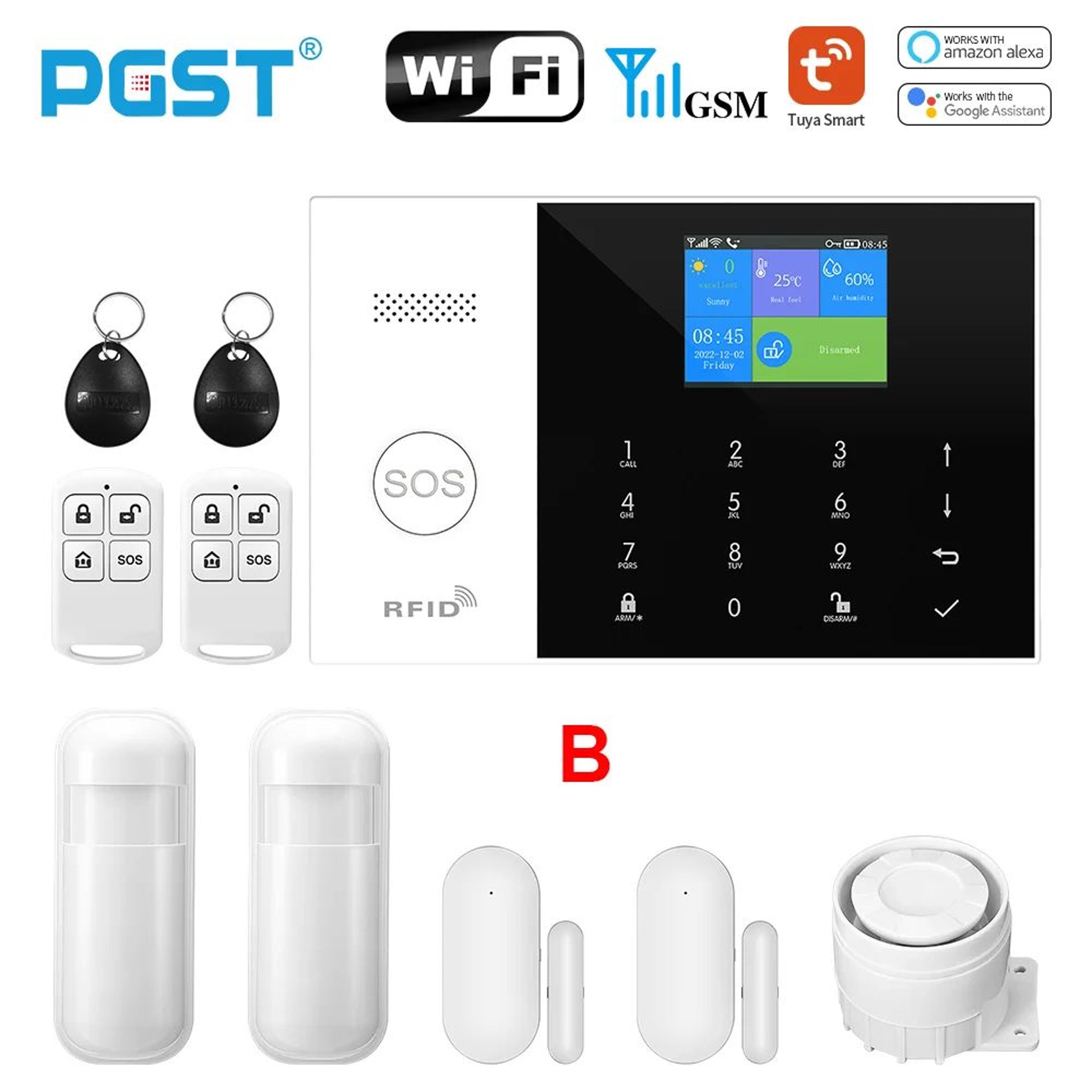 PGST Tuya GSM WiFi Alarm System With Smart Life App  Alexa Control For Home Security 10