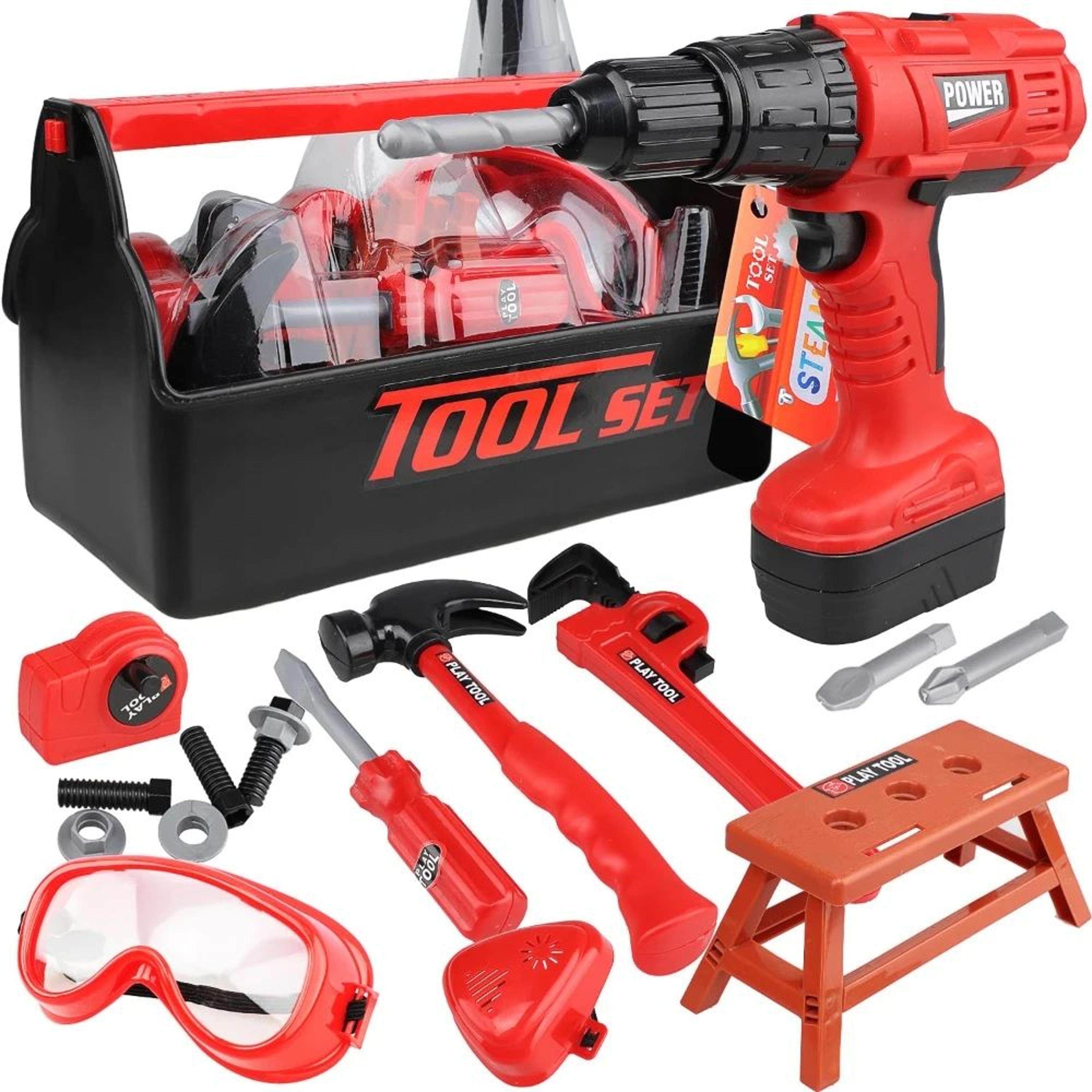Kids Tool Set With Electric Toy Drill  Pretend Play Tools Construction Kit For Toddlers 0