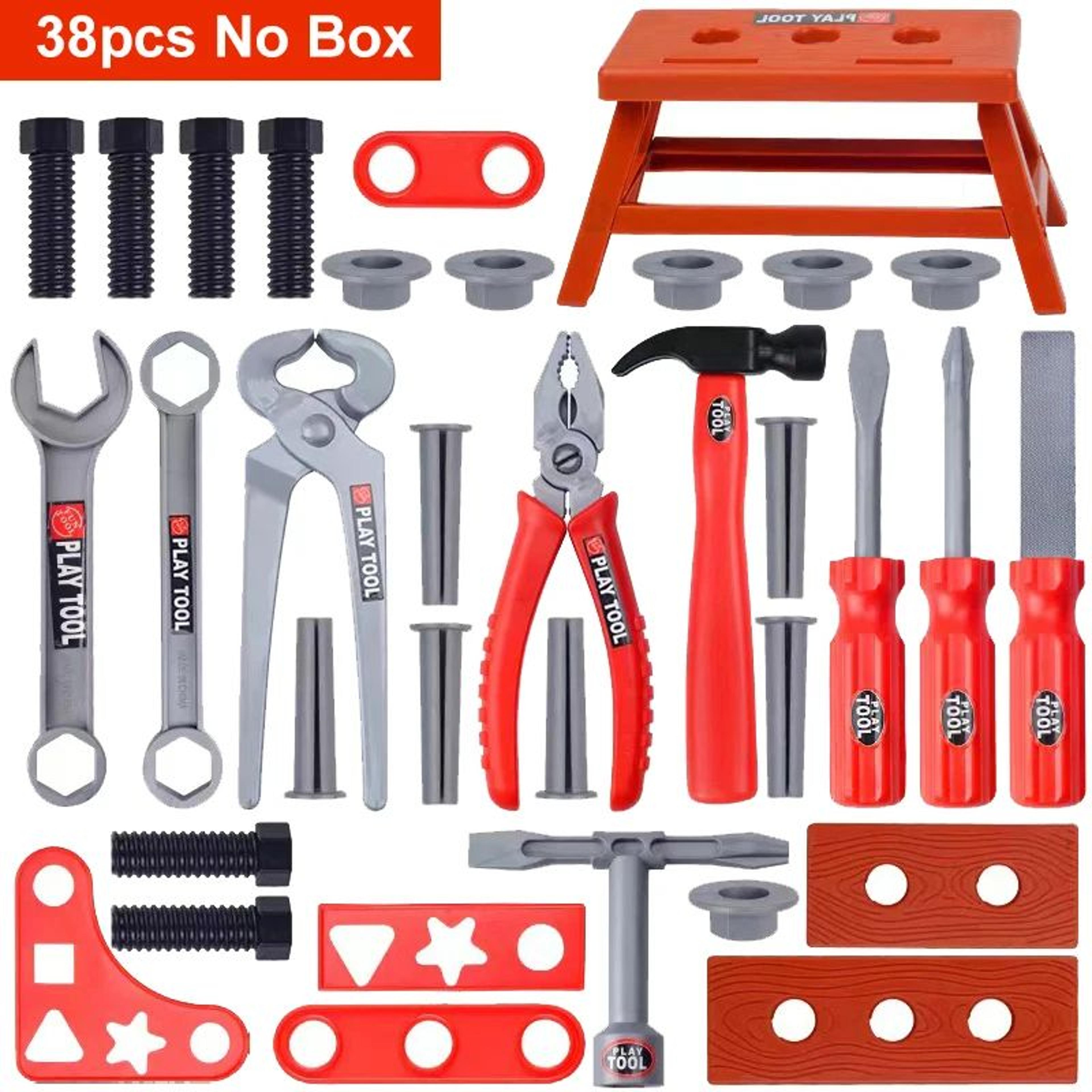 Kids Tool Set With Electric Toy Drill  Pretend Play Tools Construction Kit For Toddlers 6