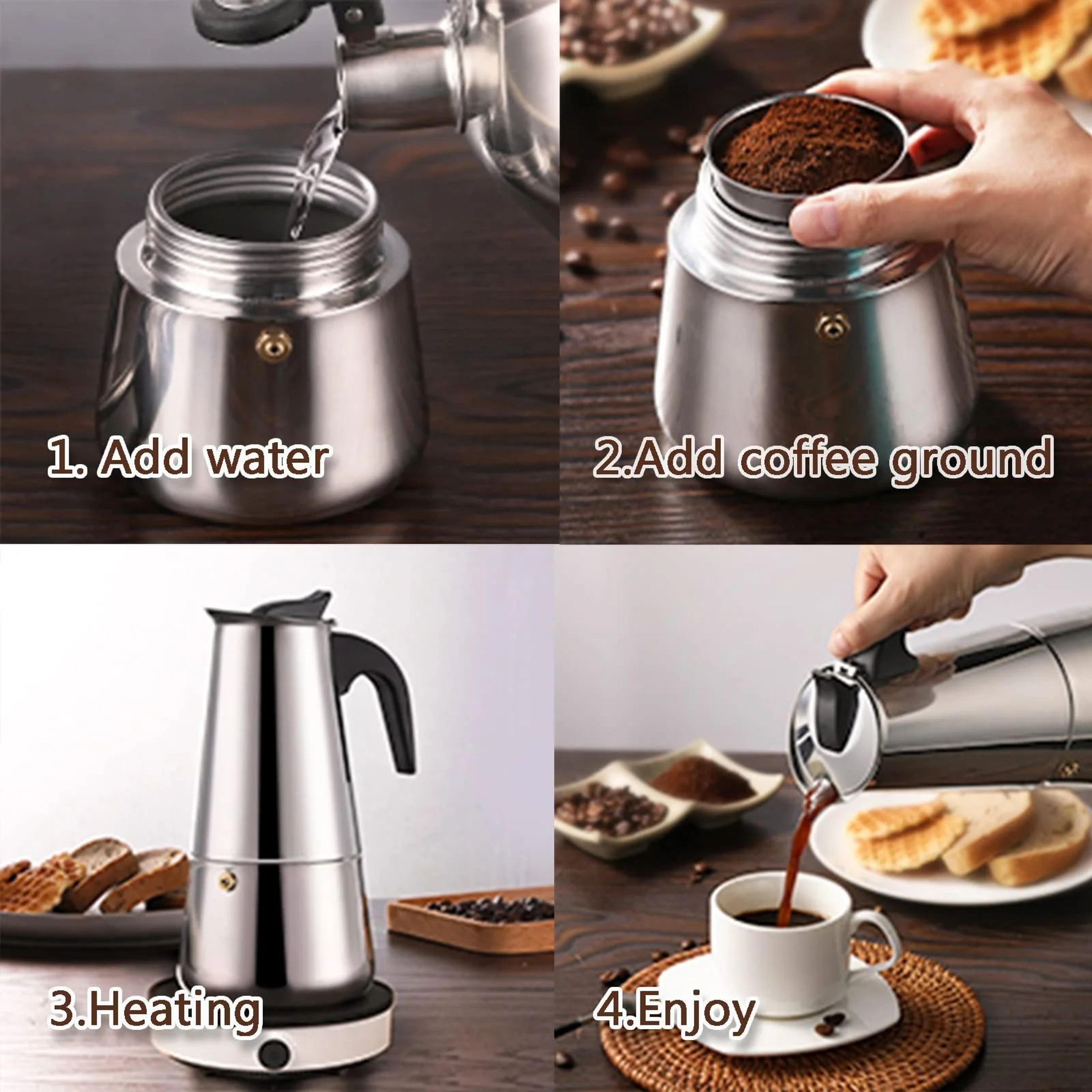 Stainless Steel Moka Pot 9 Cup Stovetop Espresso Maker 15 Oz Italian Coffee Maker For Gas Electric  3